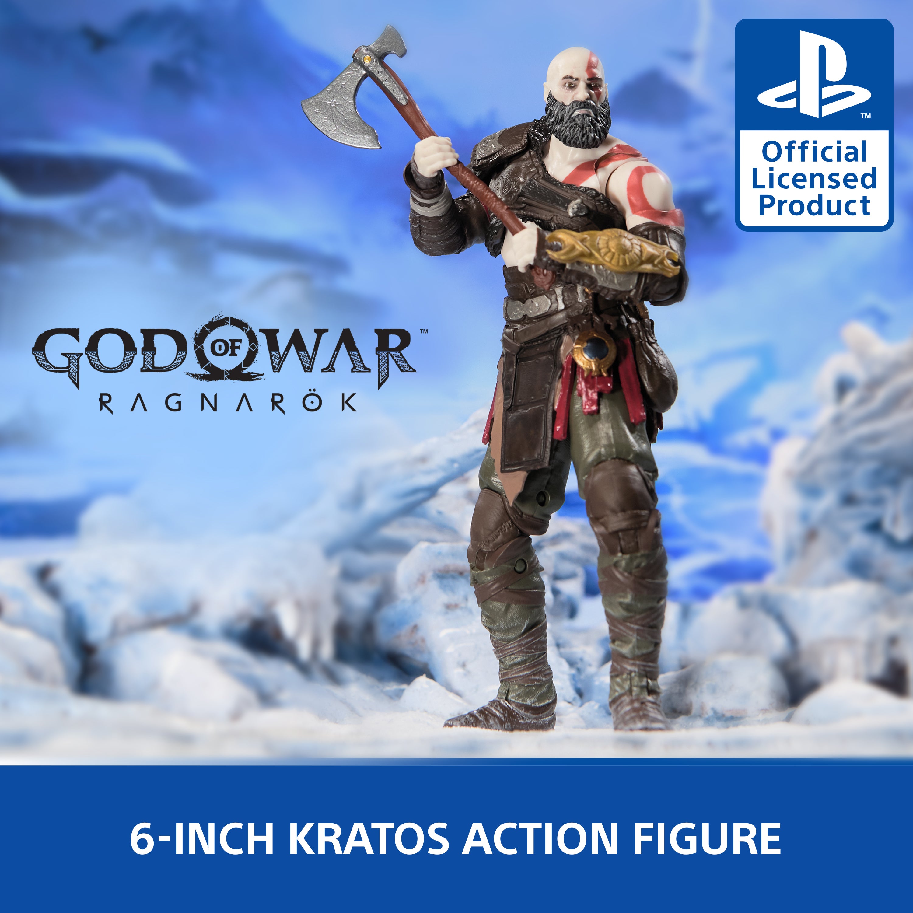 PlayStation God of War Ragnarök, 6” Kratos Action Figure with 5 Accessories, The Shapes Collection, For PS5 Fans & Collectors Ages 17+