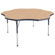60" x 60" Flower T-Molding Activity Table with Adjustable Standard Ball Glide Legs - Maple/Navy