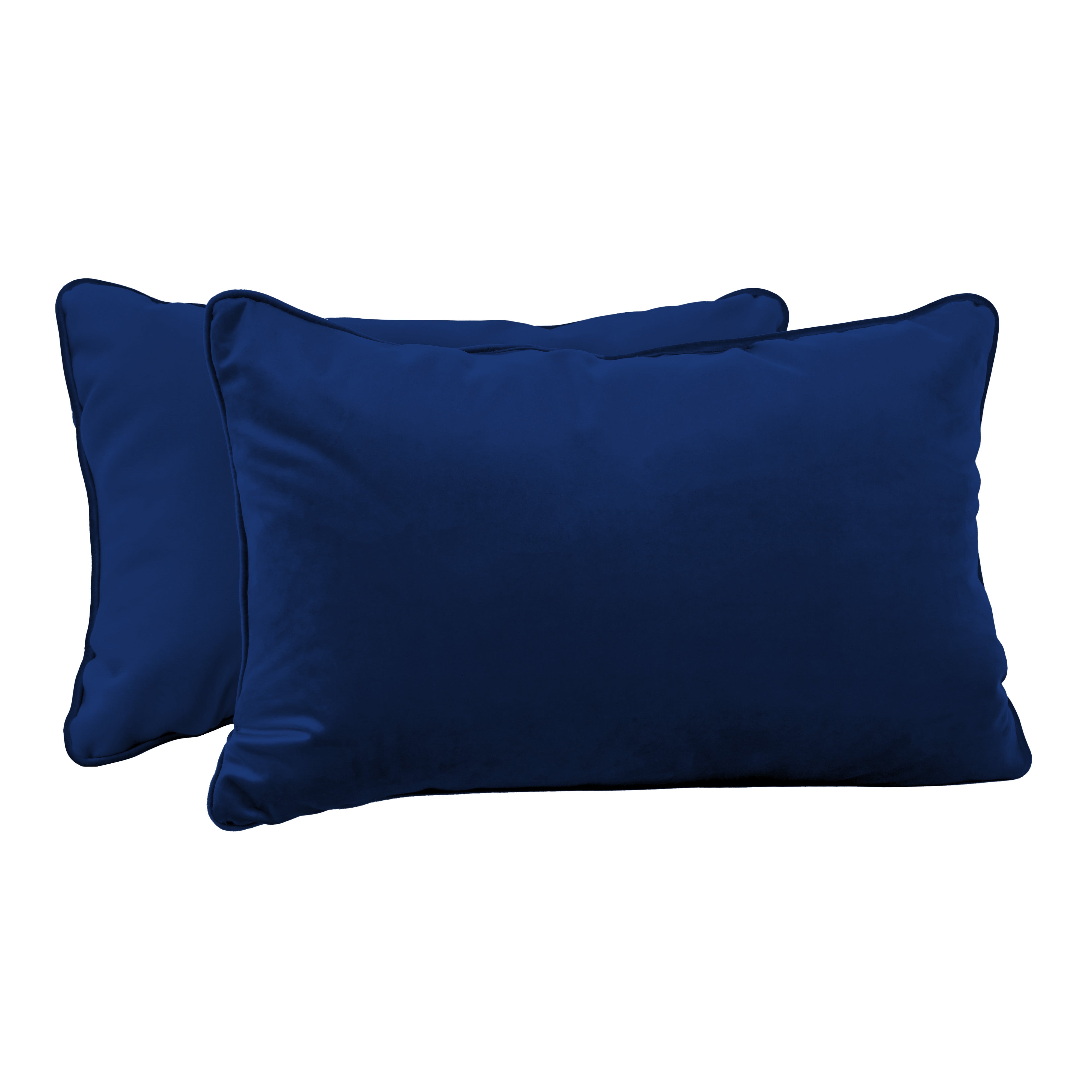 16" x 24" Rectangle Lumbar Microfiber and Faux Leather Pillow with Piping, 2-Piece - Eclipse