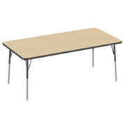36" x 72" Rectangle T-Molding Activity Table with Adjustable Standard Swivel Glide Legs - Maple/Black