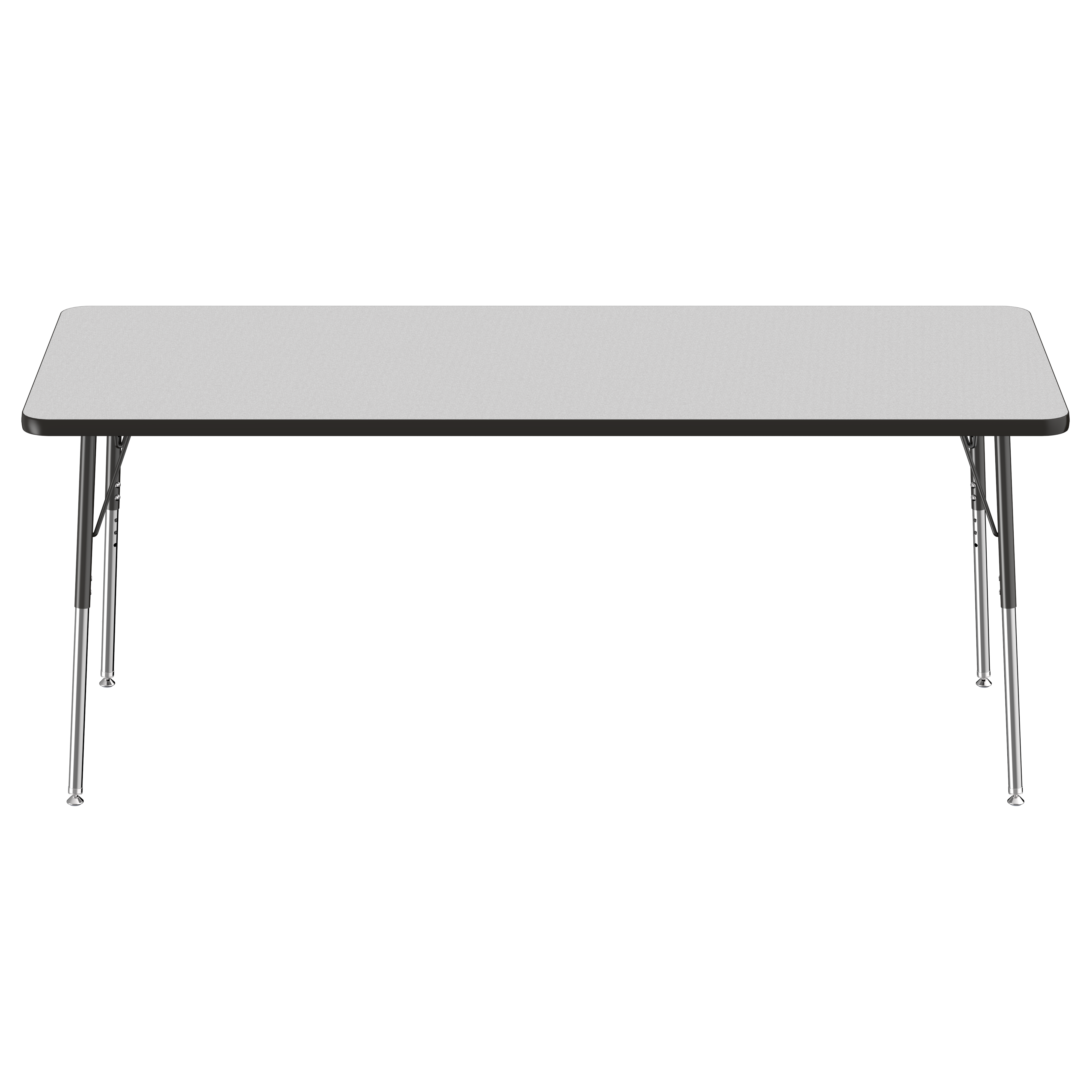 30" x 72" Rectangle T-Molding Activity Table with Adjustable Standard Swivel Glide Legs - Gray/Black