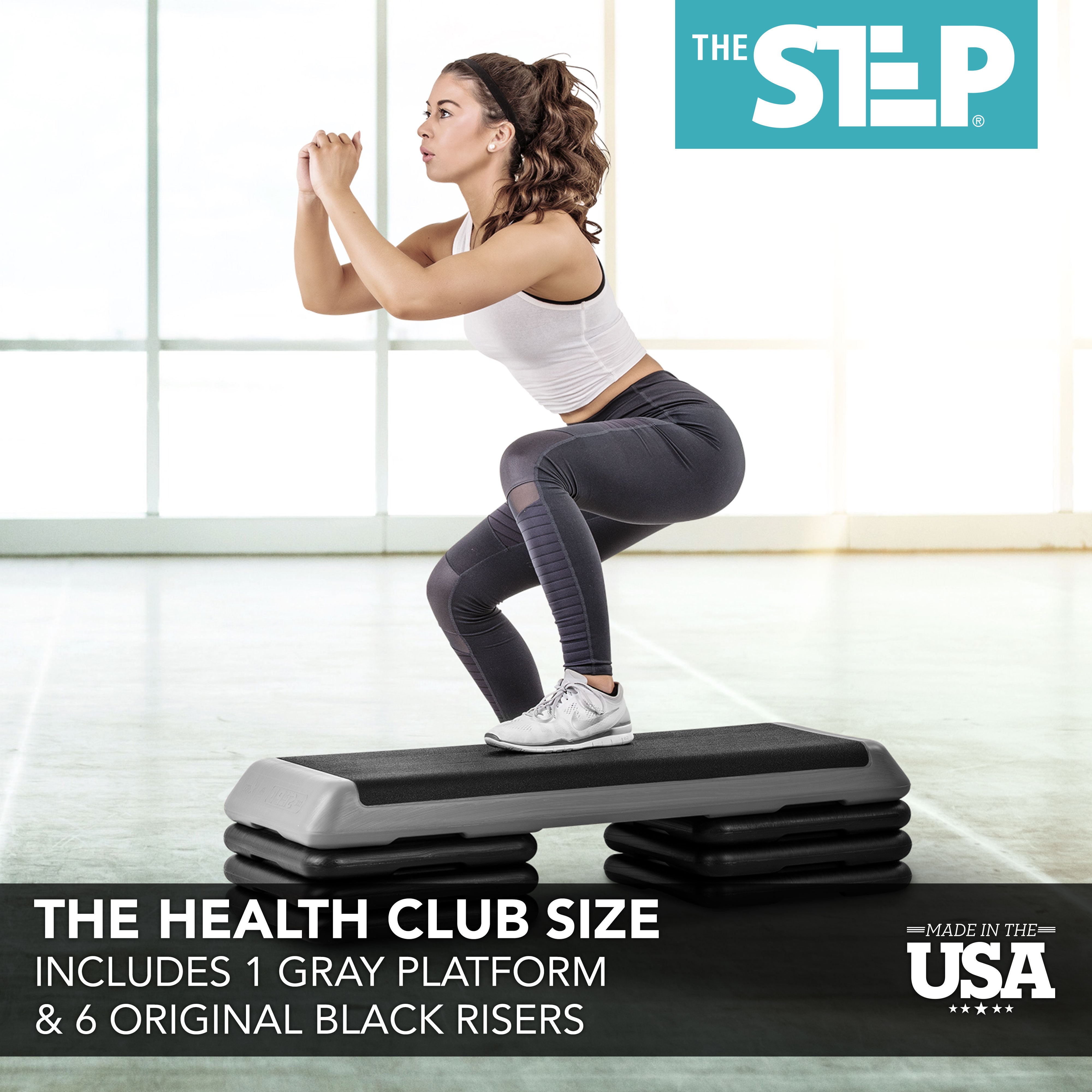 Original Health Club Step Gray/Black (6 Risers)