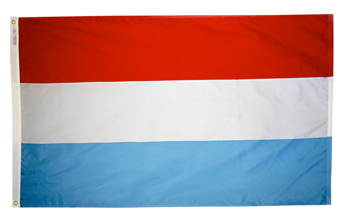 Luxembourg Flag 5x8 ft. Nylon SolarGuard Nyl-Glo 100% Made in USA to Official United Nations Design Specifications.