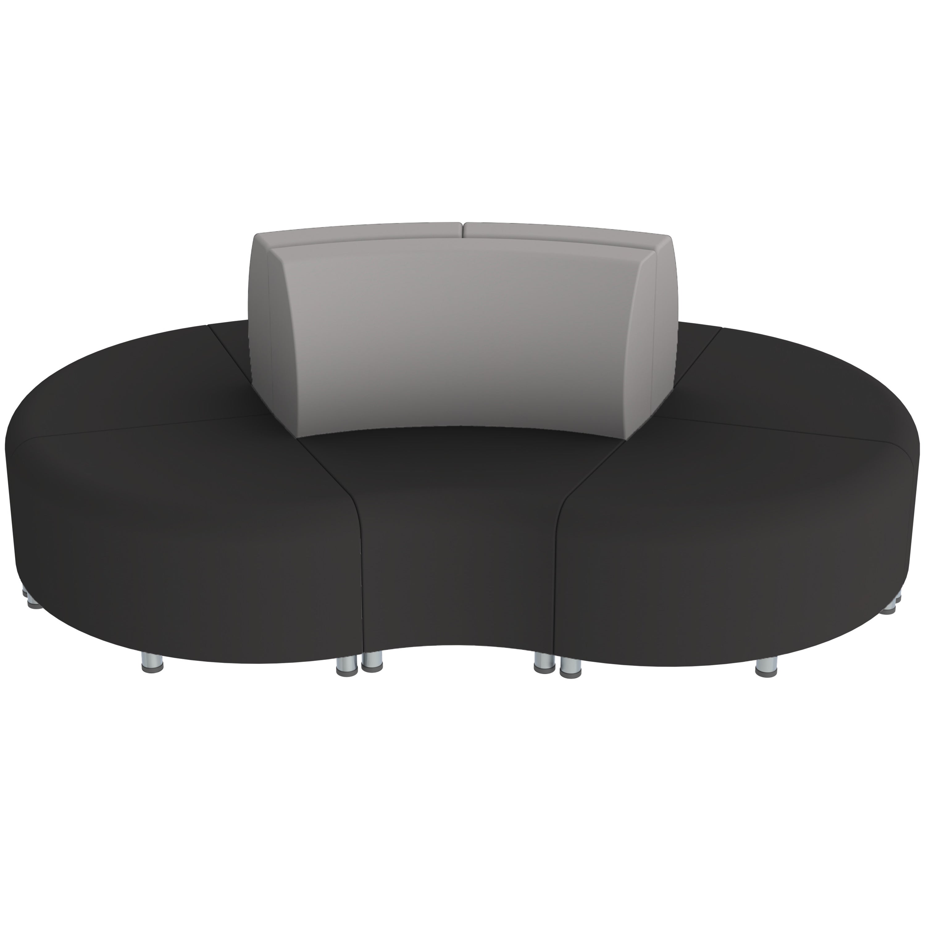 Pro Series Connect Curved Wavelet Seating, 7-Piece Set - Black/Gray