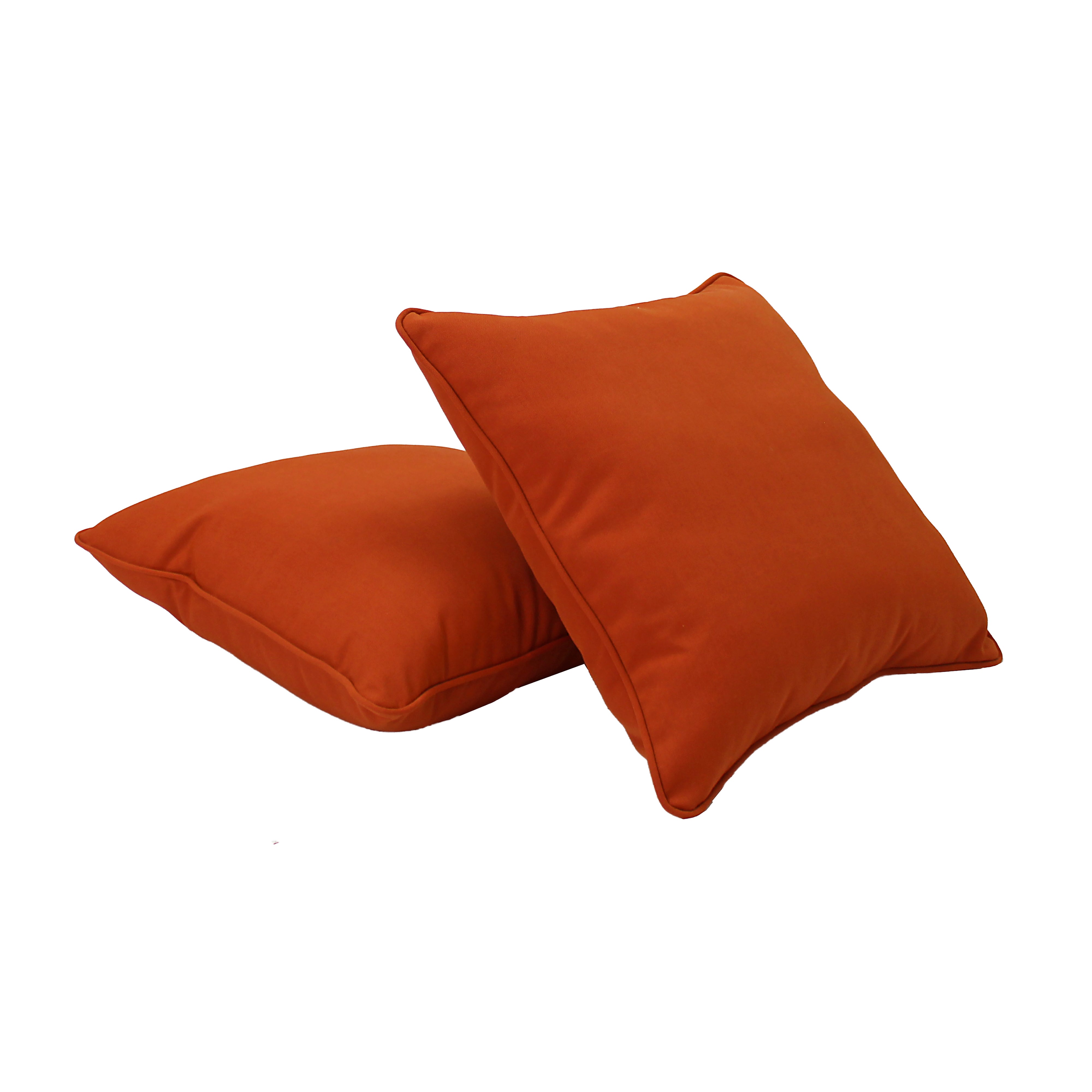 Presidio 18"x 18" Square Indoor/Outdoor Pillow with Piping, 2-Piece - Burnt Orange