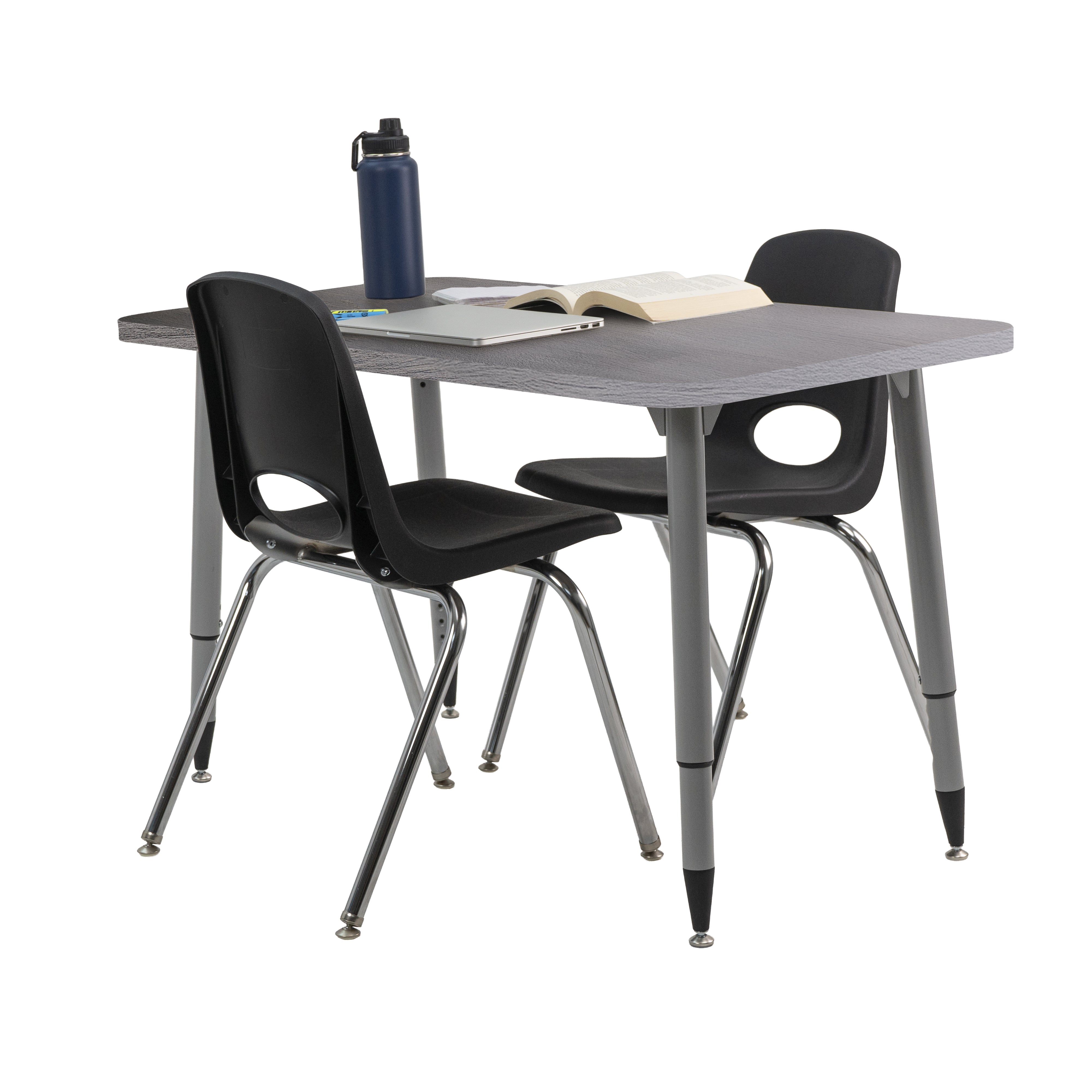Adapte 24" x 48" Rectangle Woodgrain Activity Table with Adjustable Tapered Legs - Gray Wood/Silver