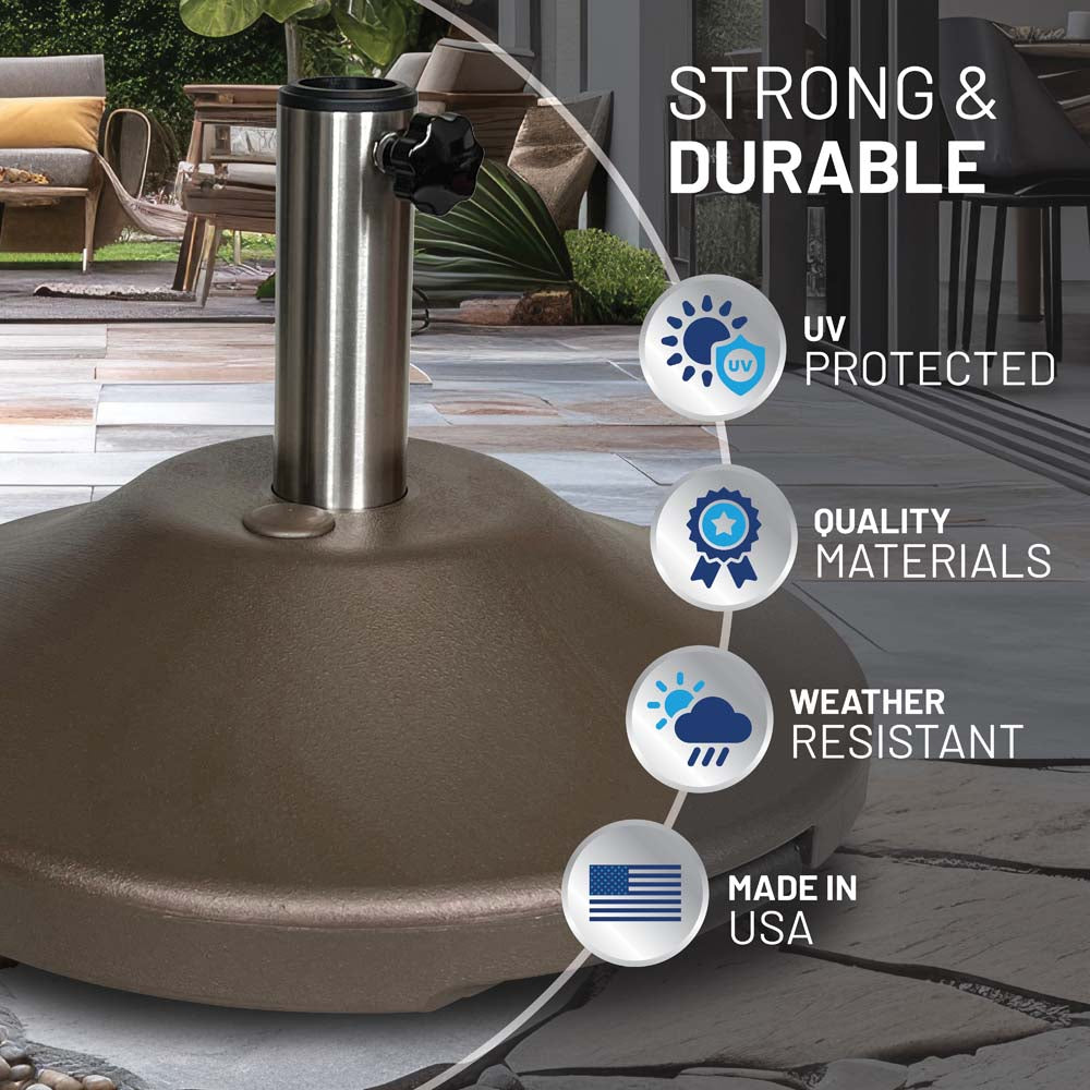 Fillable 50 lb Premium Umbrella Base with Stainless Stem (Bronze)