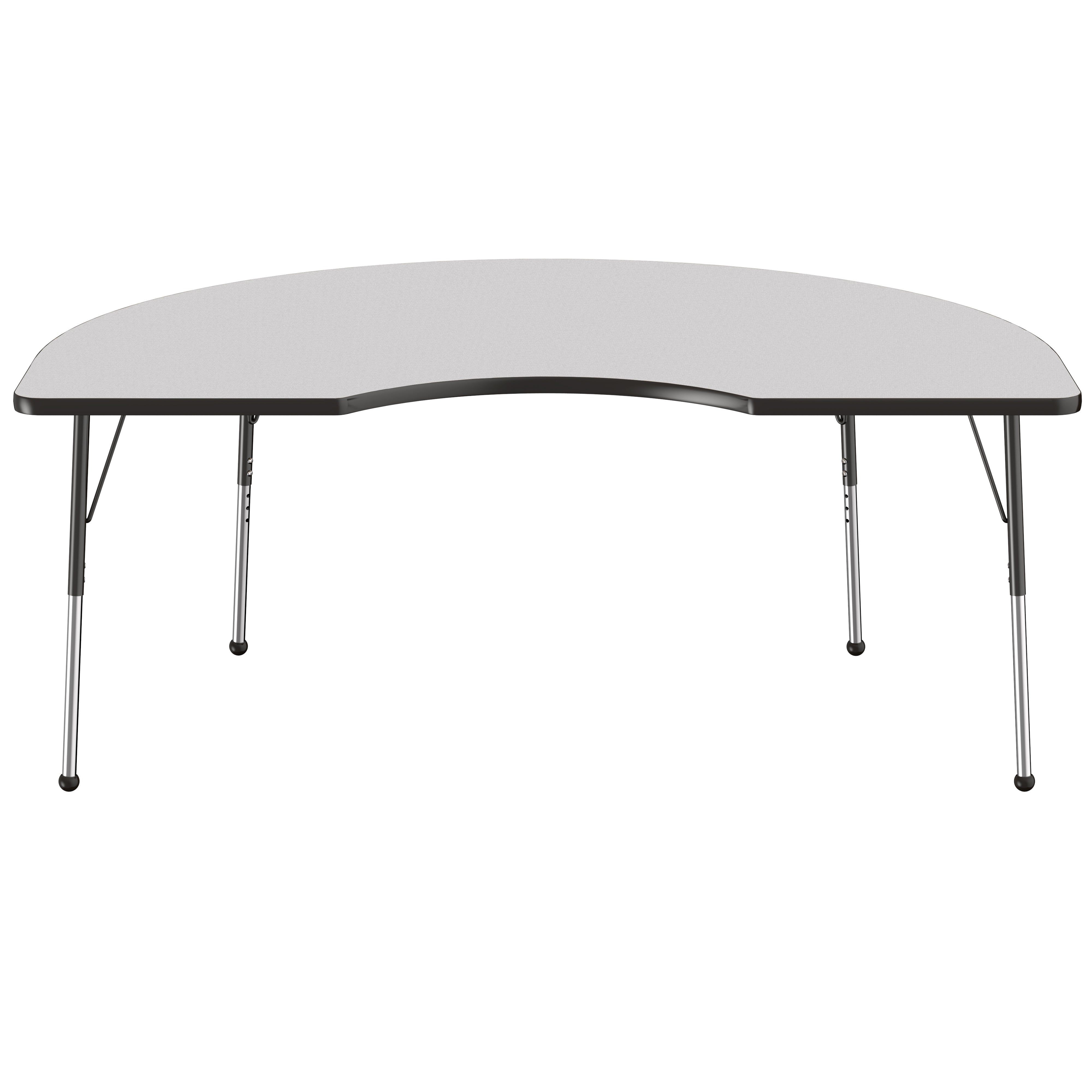 48" x 72" Kidney Thermofused Activity Table with Adjustable Standard Ball Glide Legs - Gray/Black