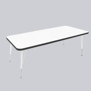 30" x 60" Rectangle Thermofused Activity Table with Adjustable Standard Swivel Glide Legs - White/Black/White