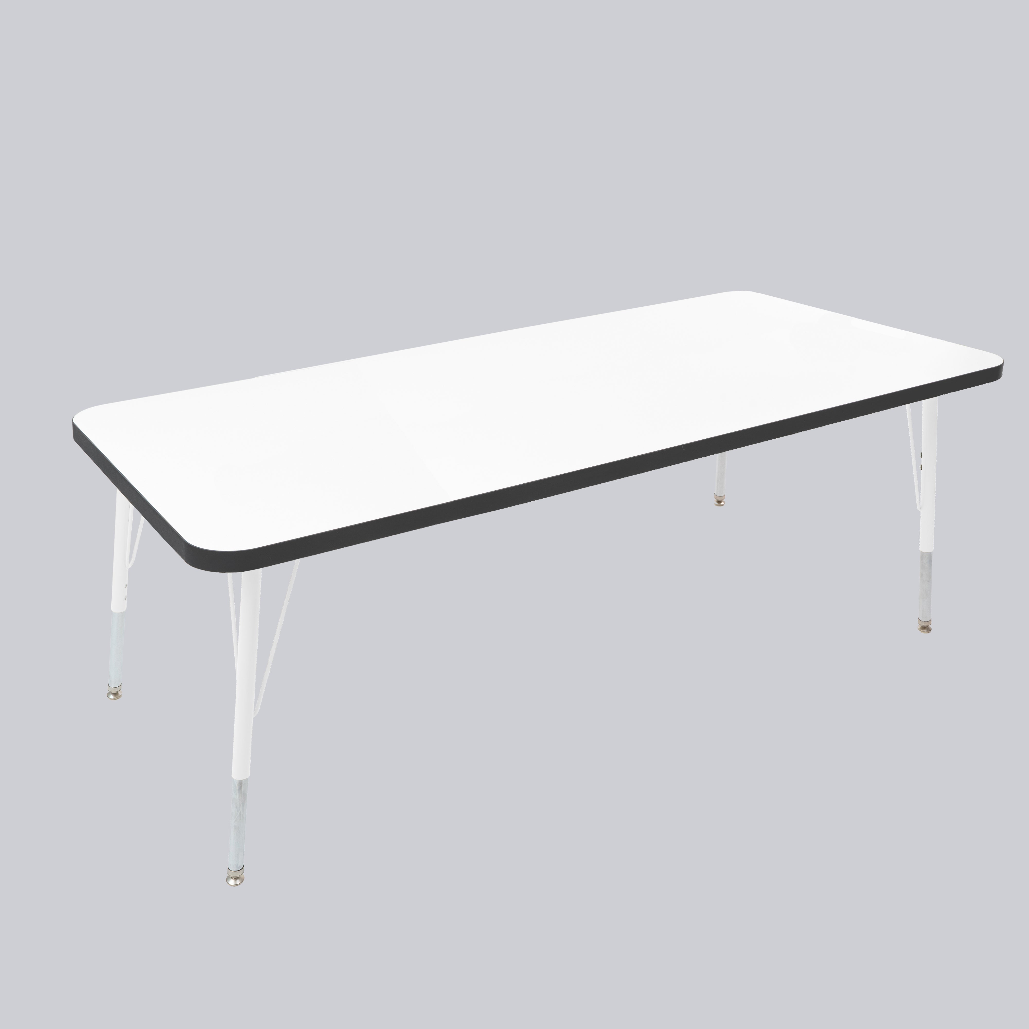 30" x 60" Rectangle Thermofused Activity Table with Adjustable Standard Swivel Glide Legs - White/Black/White