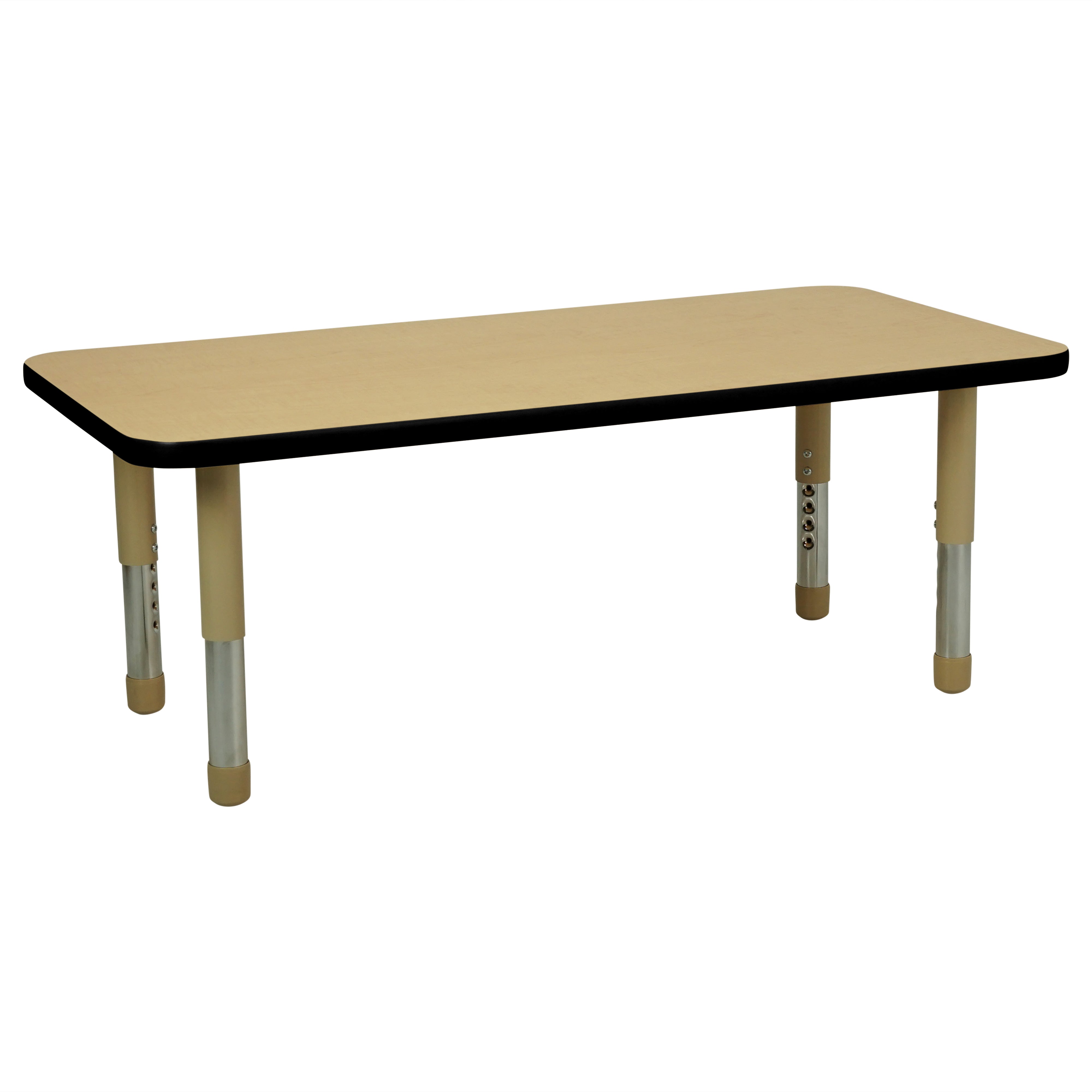 24" x 48" Rectangle T-Molding Activity Table with Adjustable Tiny Tot Legs - Maple/Black/Sand