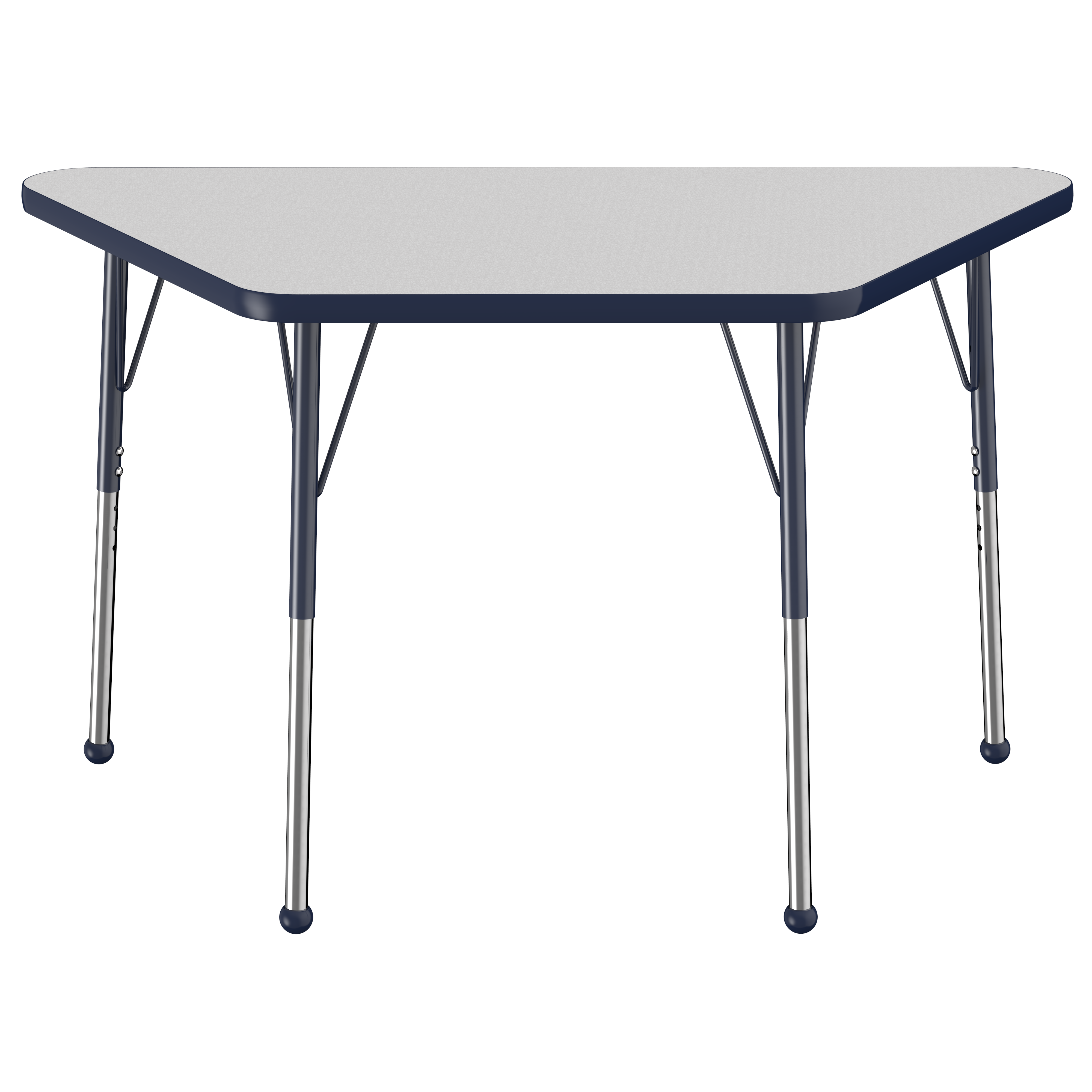 24" x 48" Trapezoid T-Molding Activity Table with Adjustable Standard Ball Glide Legs - Gray/Navy