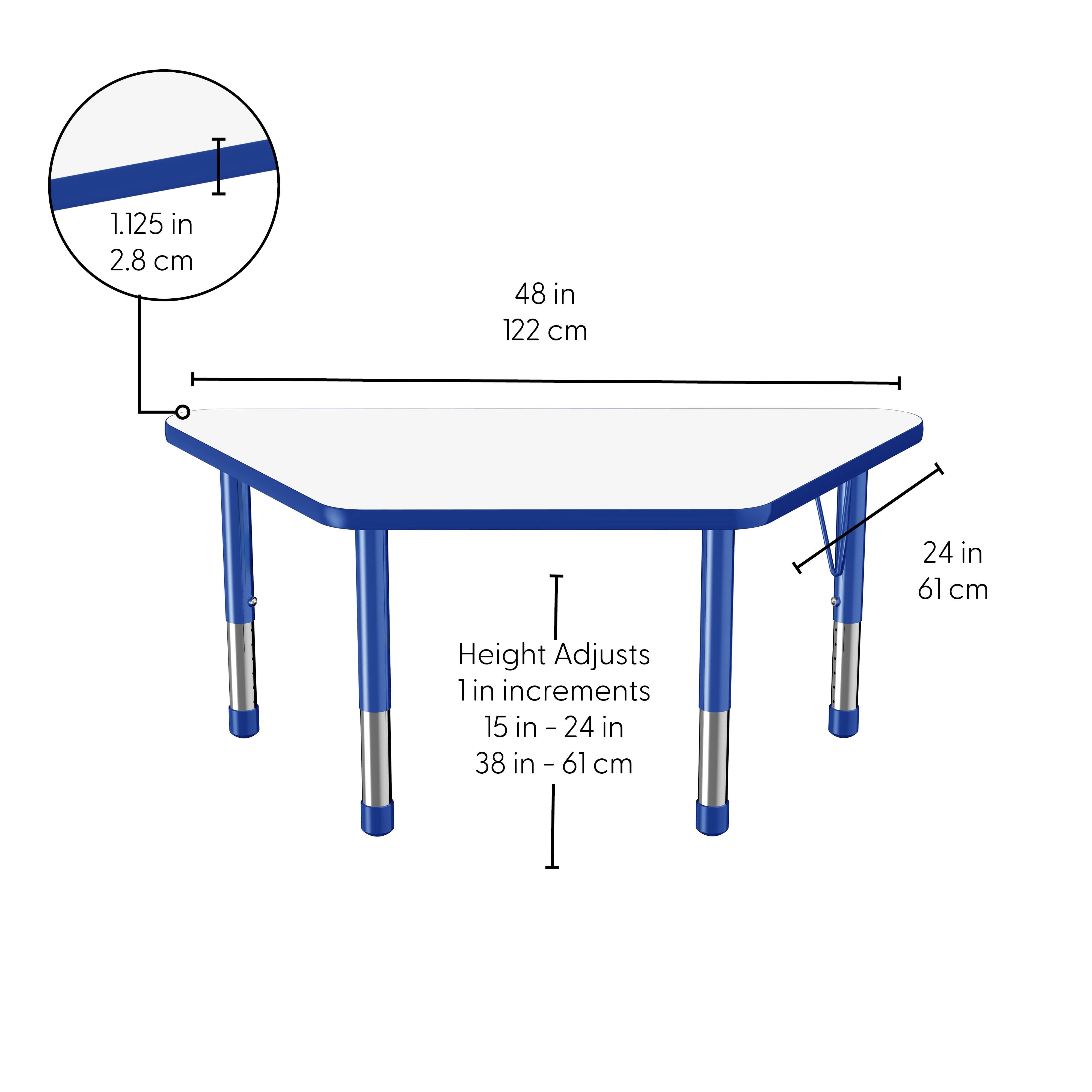 24" x 48" Trapezoid Dry-Erase Activity Table with Adjustable Chunky Legs - Whiteboard/Blue