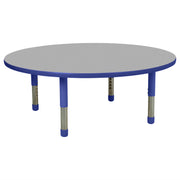 48" Round T-Molding Activity Table with Adjustable Tiny Tot Legs - Gray/Blue