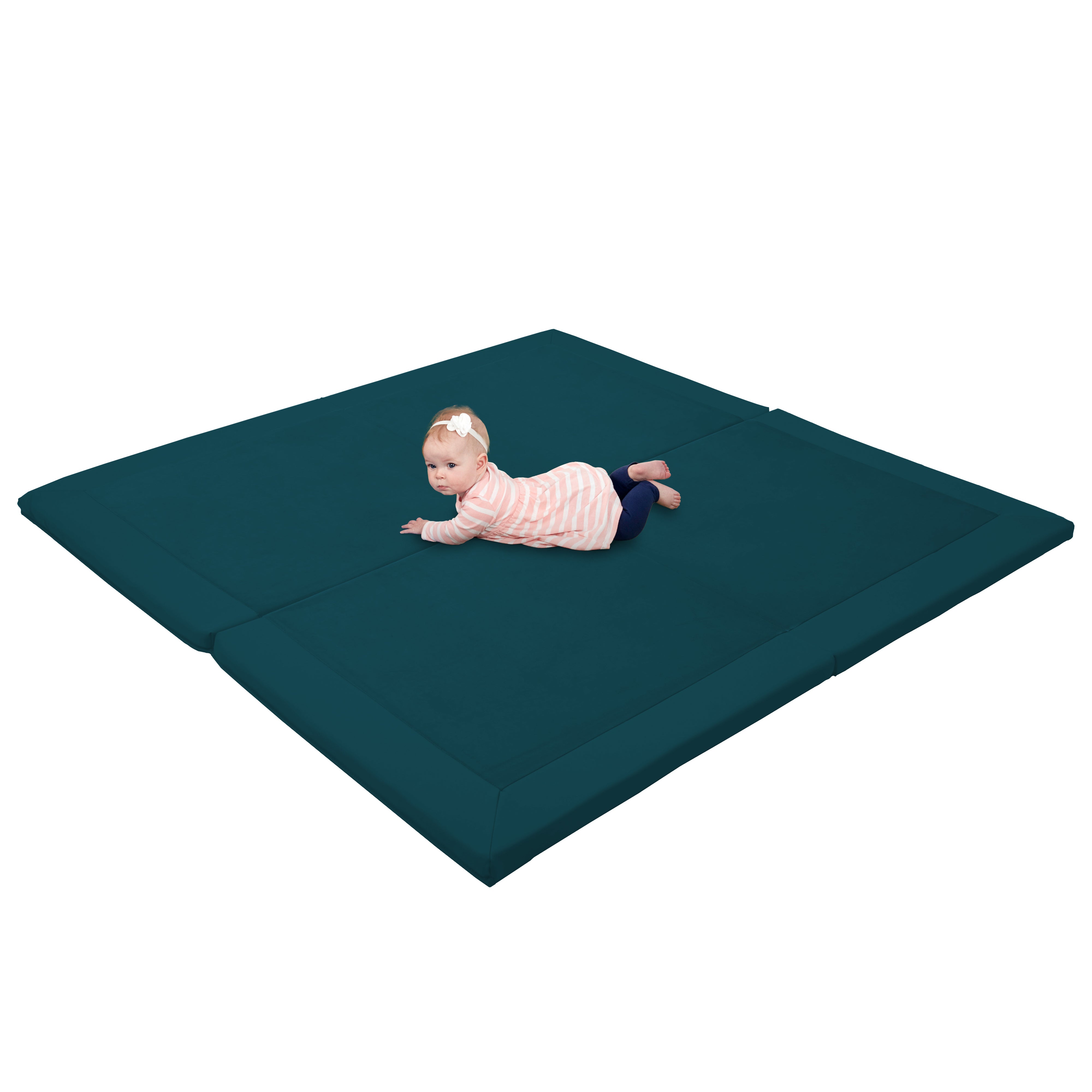 SoftScape Two-Texture Space Saver 4-Fold Toddler Activity Mat - Peacock