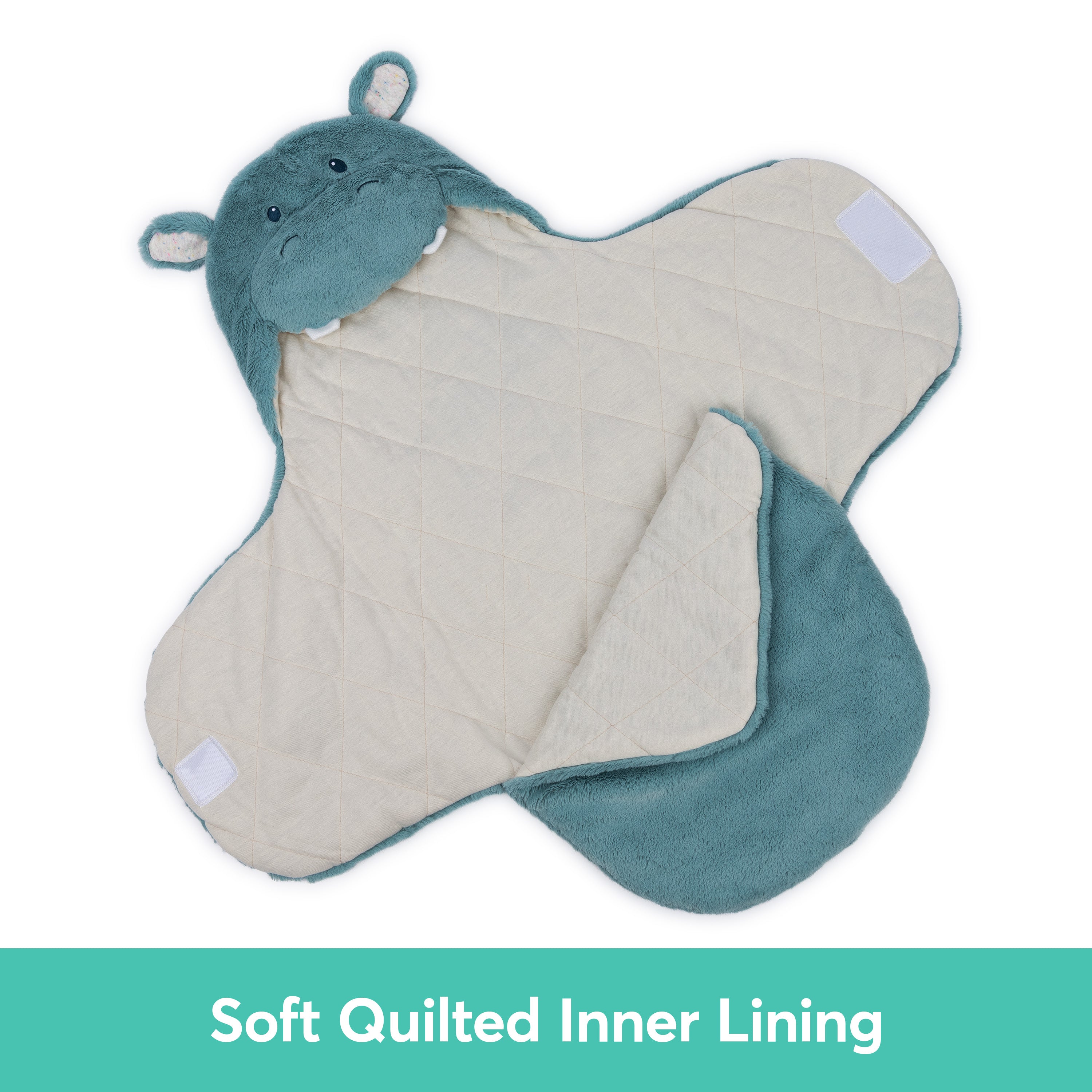 Baby GUND Oh So Snuggly Hippo Blanket Wrap, Plush Hooded Baby Blanket Wrap for Newborns, Blue/Cream, 26”