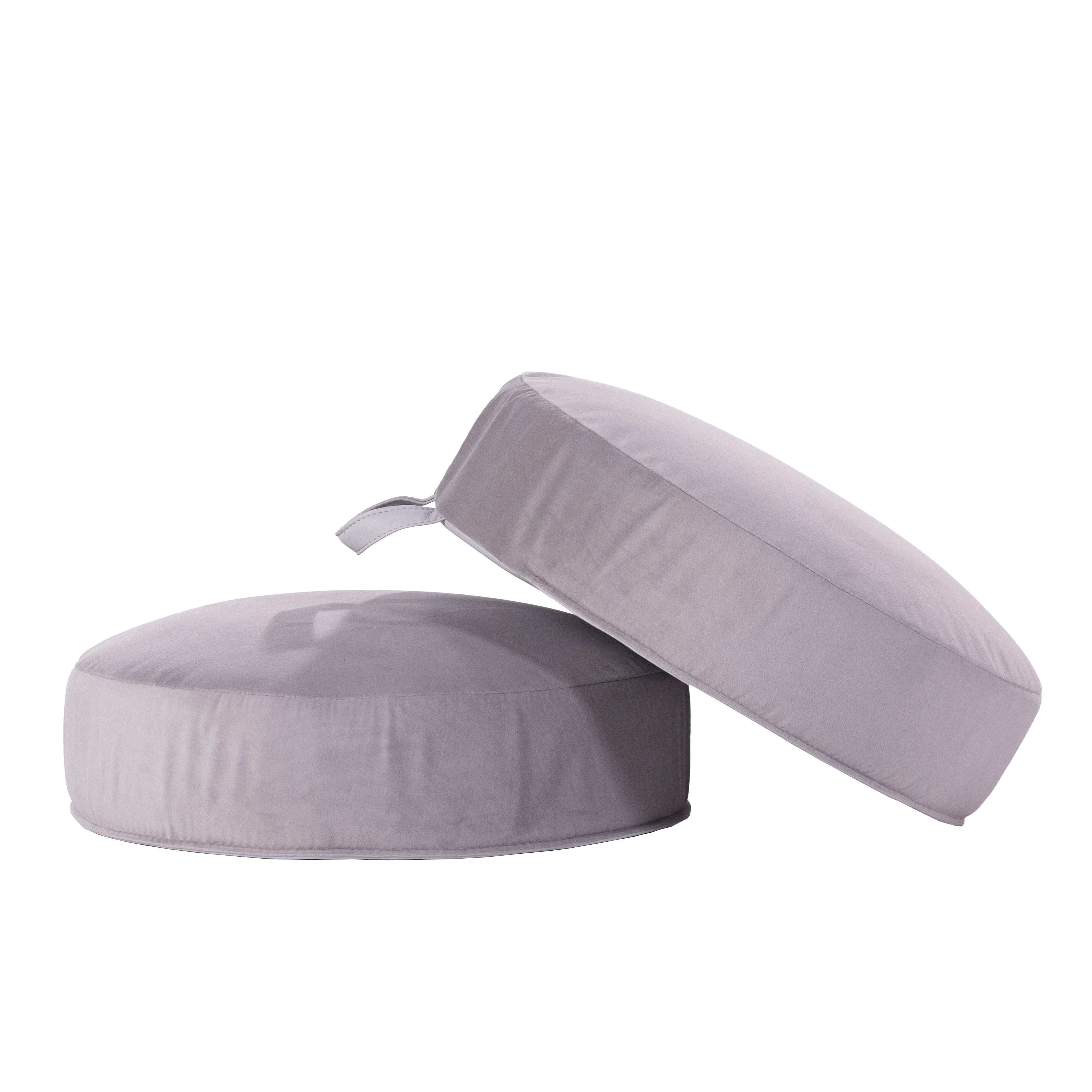 Overstuffed Microfiber Floor Cushions, 2-Piece - Sterling