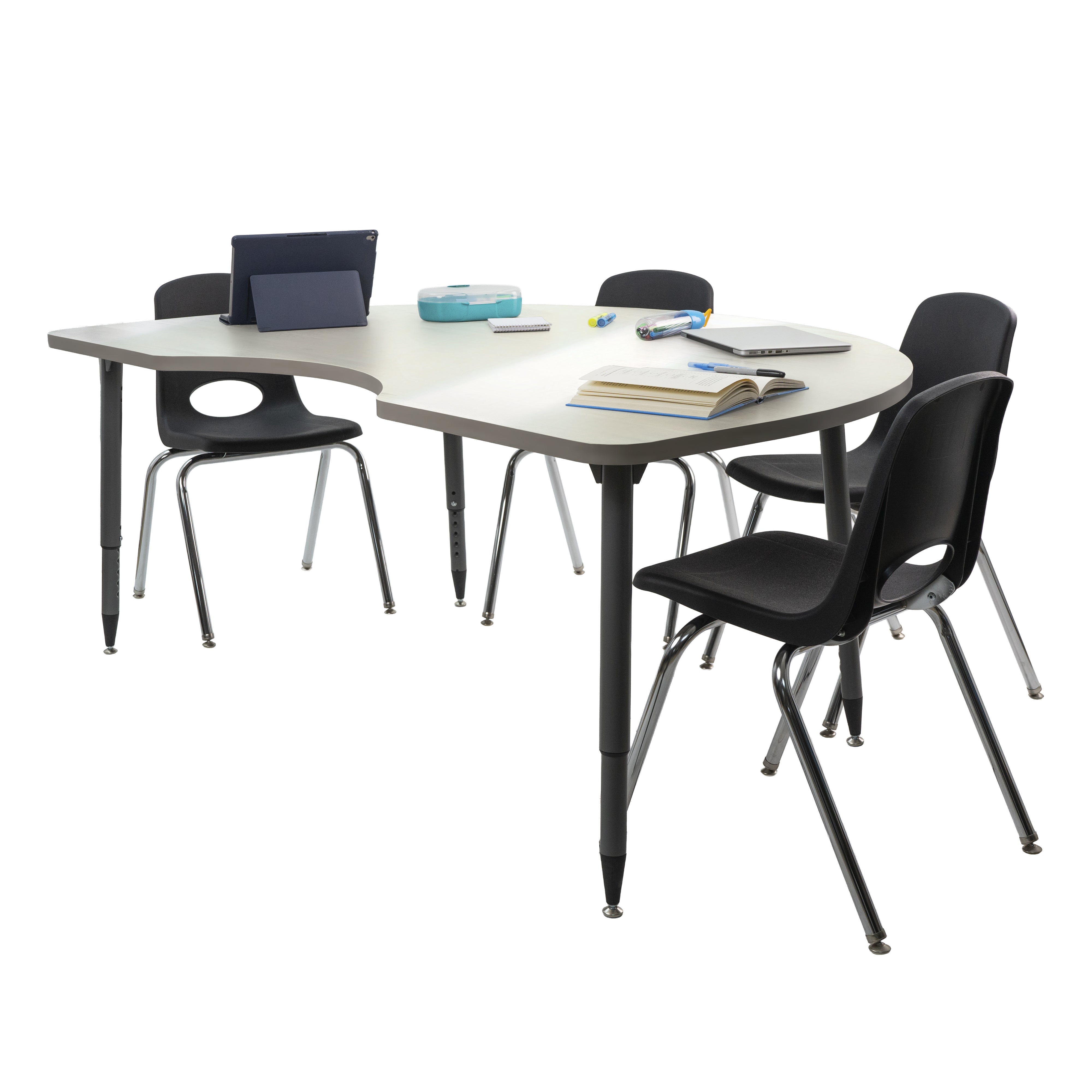 Adapte 48" x 72" Kidney Dry-Erase Activity Table with Adjustable Tapered Legs - Whiteboard/North Sea