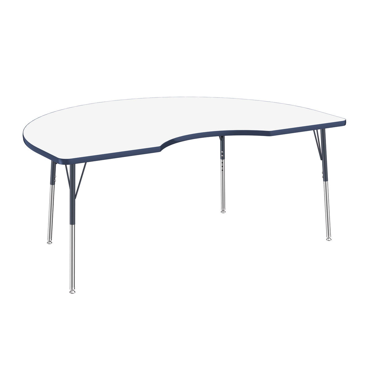 48" x 72" Kidney Dry-Erase Activity Table with Adjustable Standard Swivel Glide Legs - Whiteboard/Navy