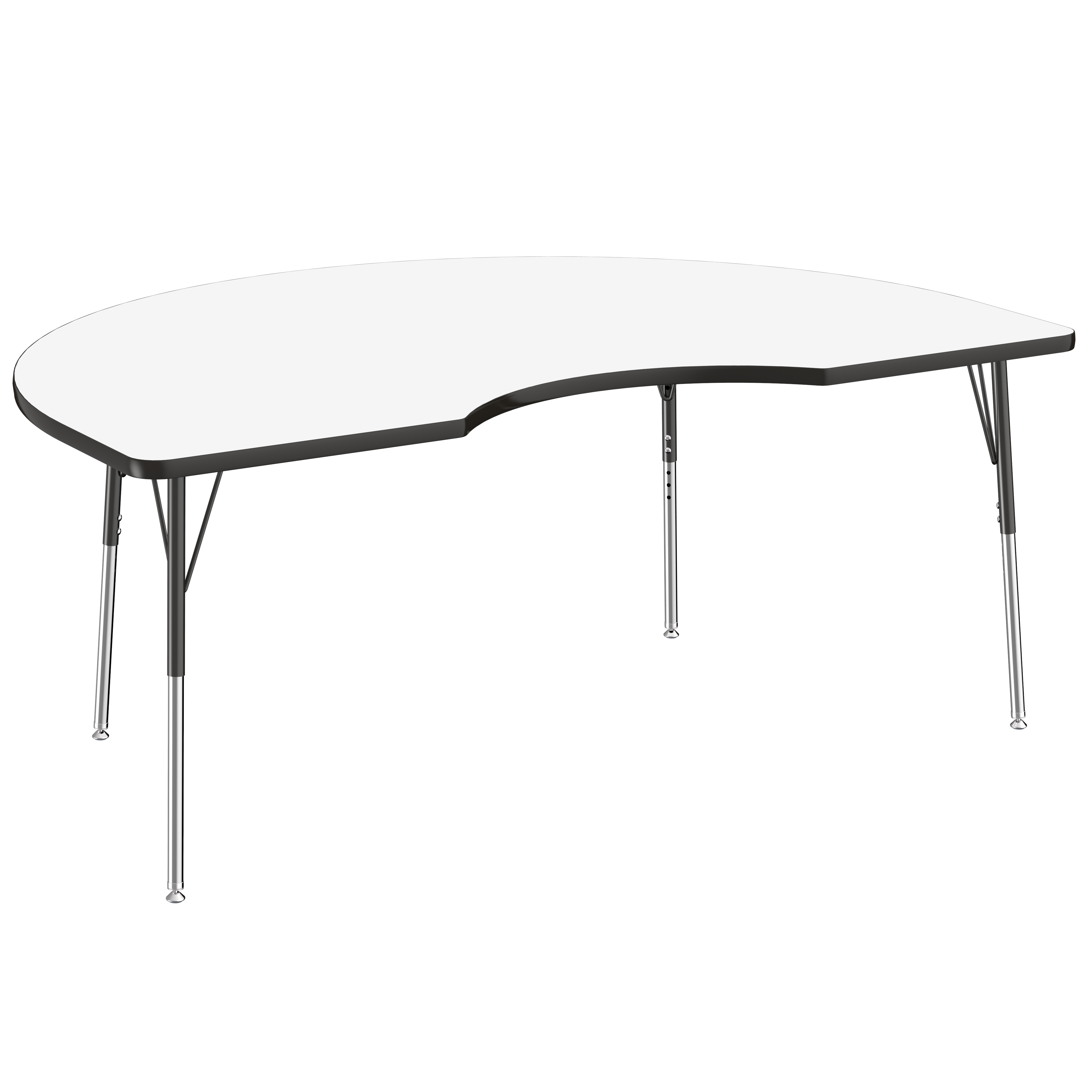 48" x 72" Kidney Dry-Erase Activity Table with Adjustable Standard Swivel Glide Legs - Whiteboard/Black