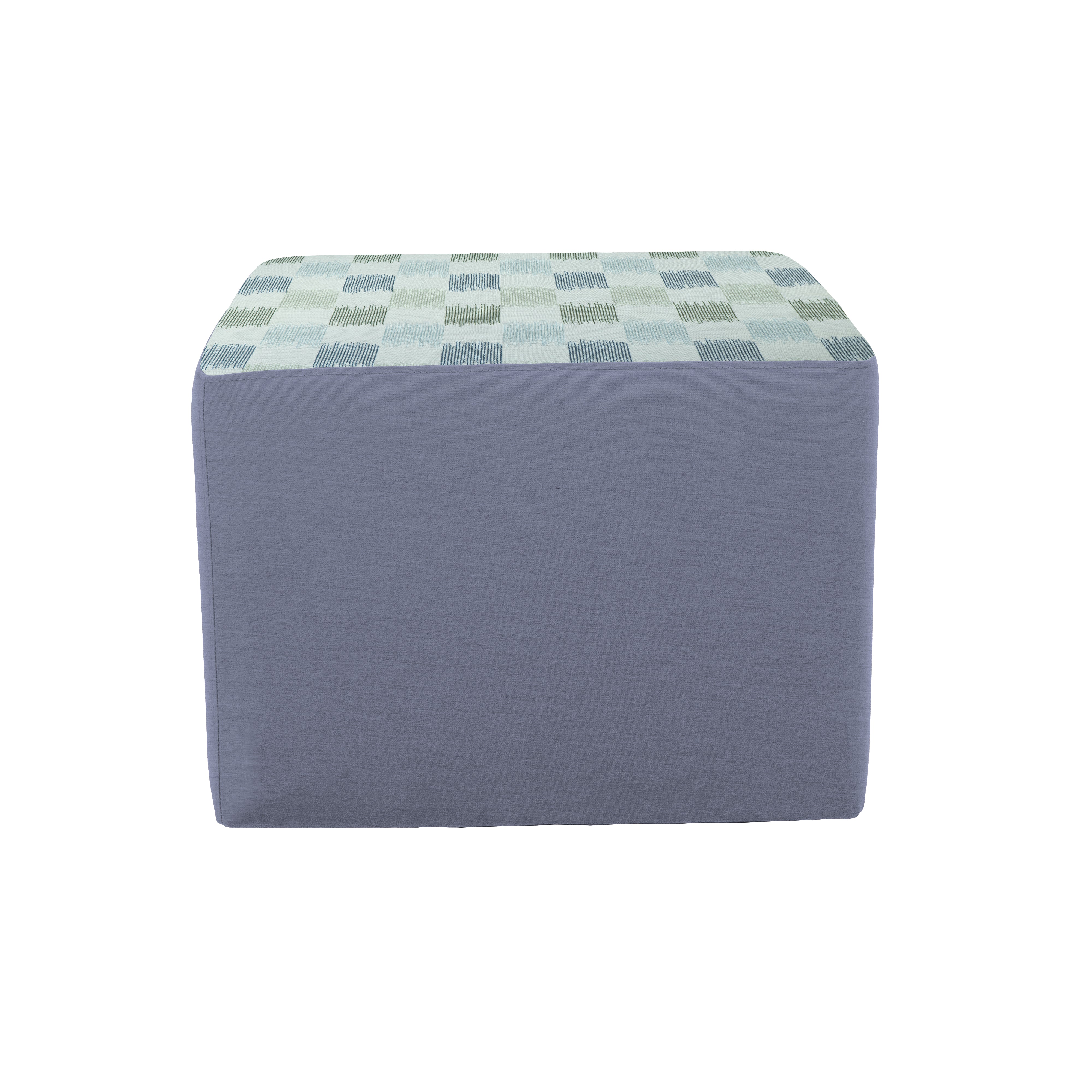 Outdoor 24" Square Ottoman with Sunbrella, 18" H - Dream Mist/Canvas Haze