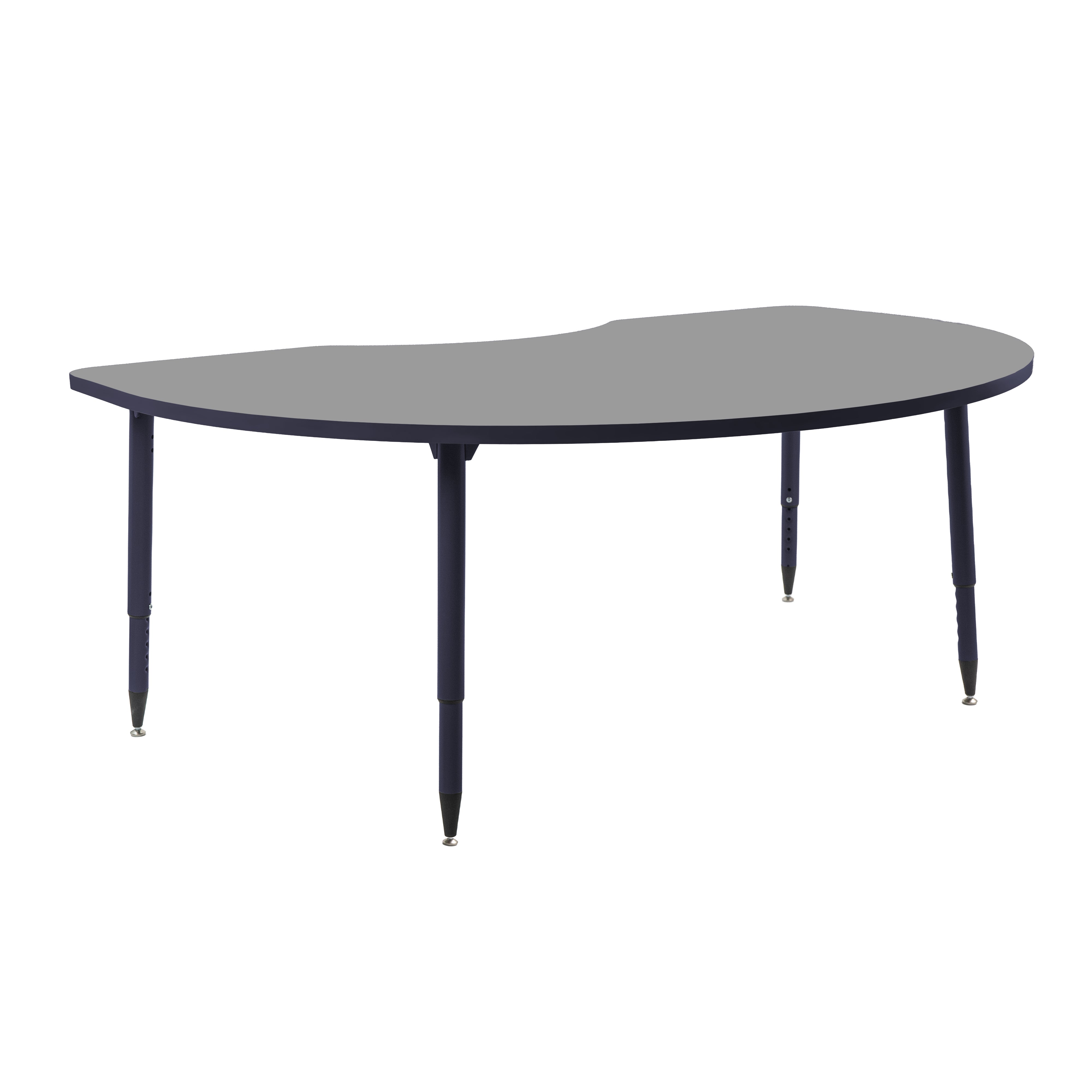 Adapte 48" x 72" Kidney Thermofused Activity Table with Adjustable Tapered Legs - North Sea/Navy