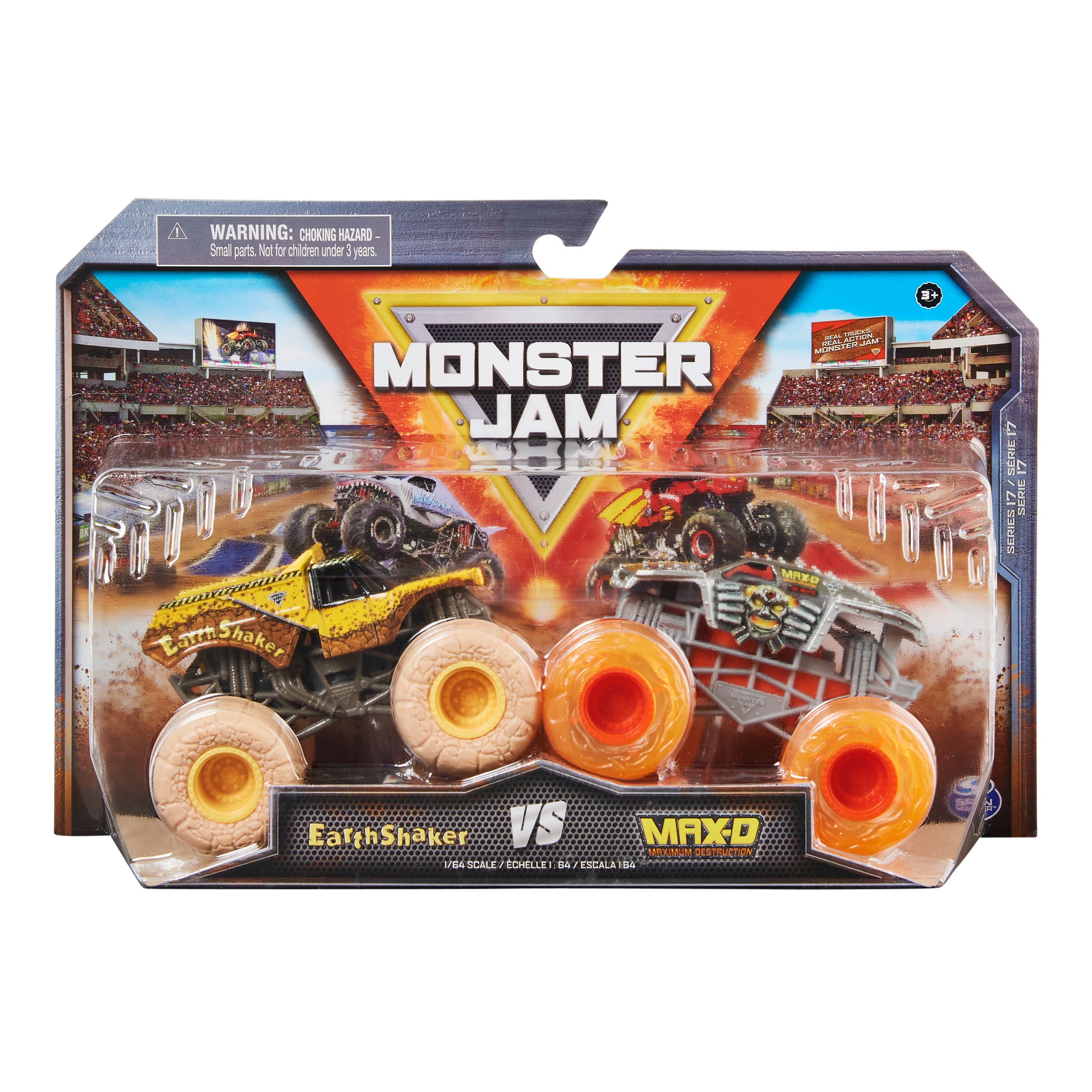 Monster Jam, Official 1:64 Scale Die-Cast Monster Trucks 2-Pack Style May Vary