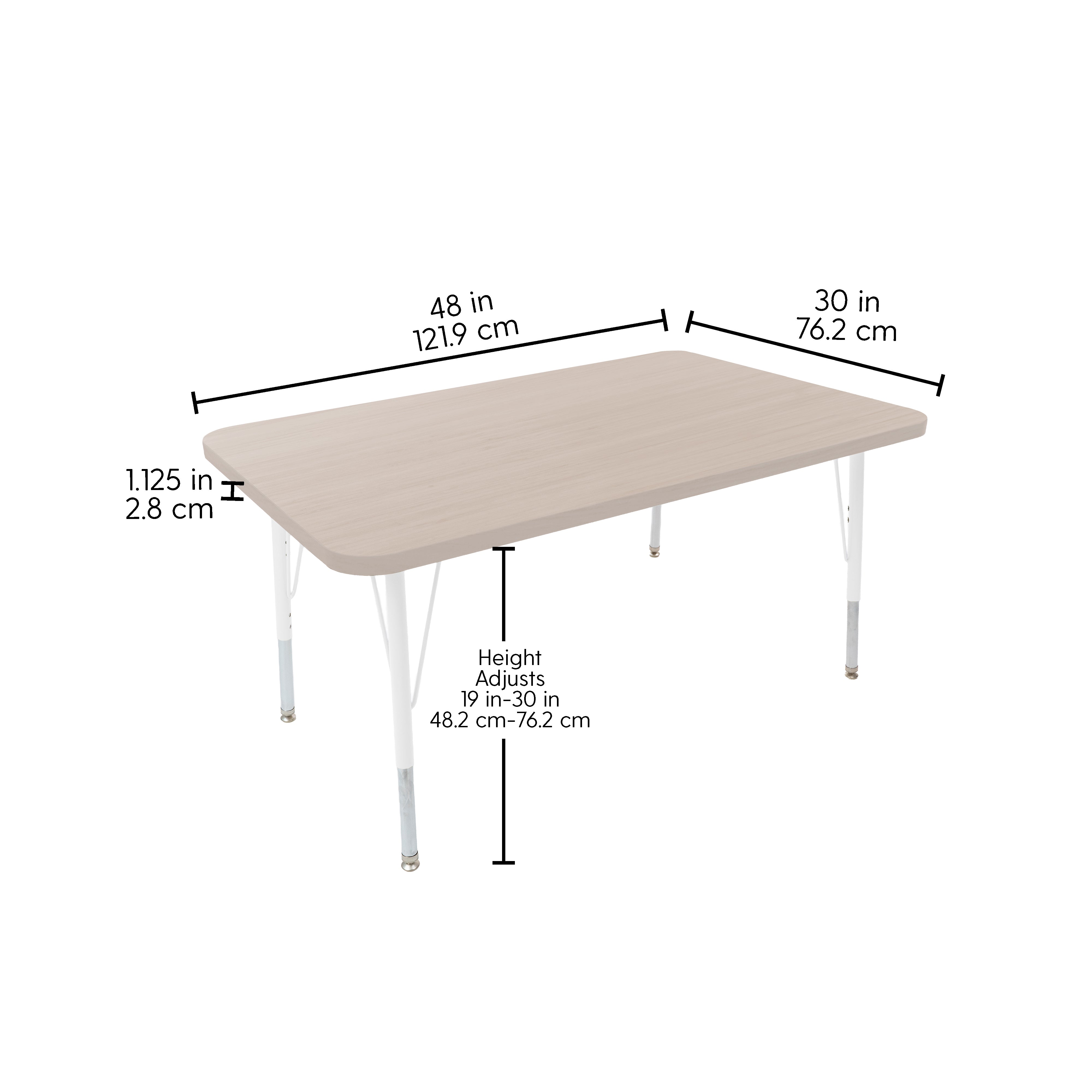 30" x 48" Rectangle Thermofused Woodgrain Activity Table with Standard Legs - Asian Sand/White