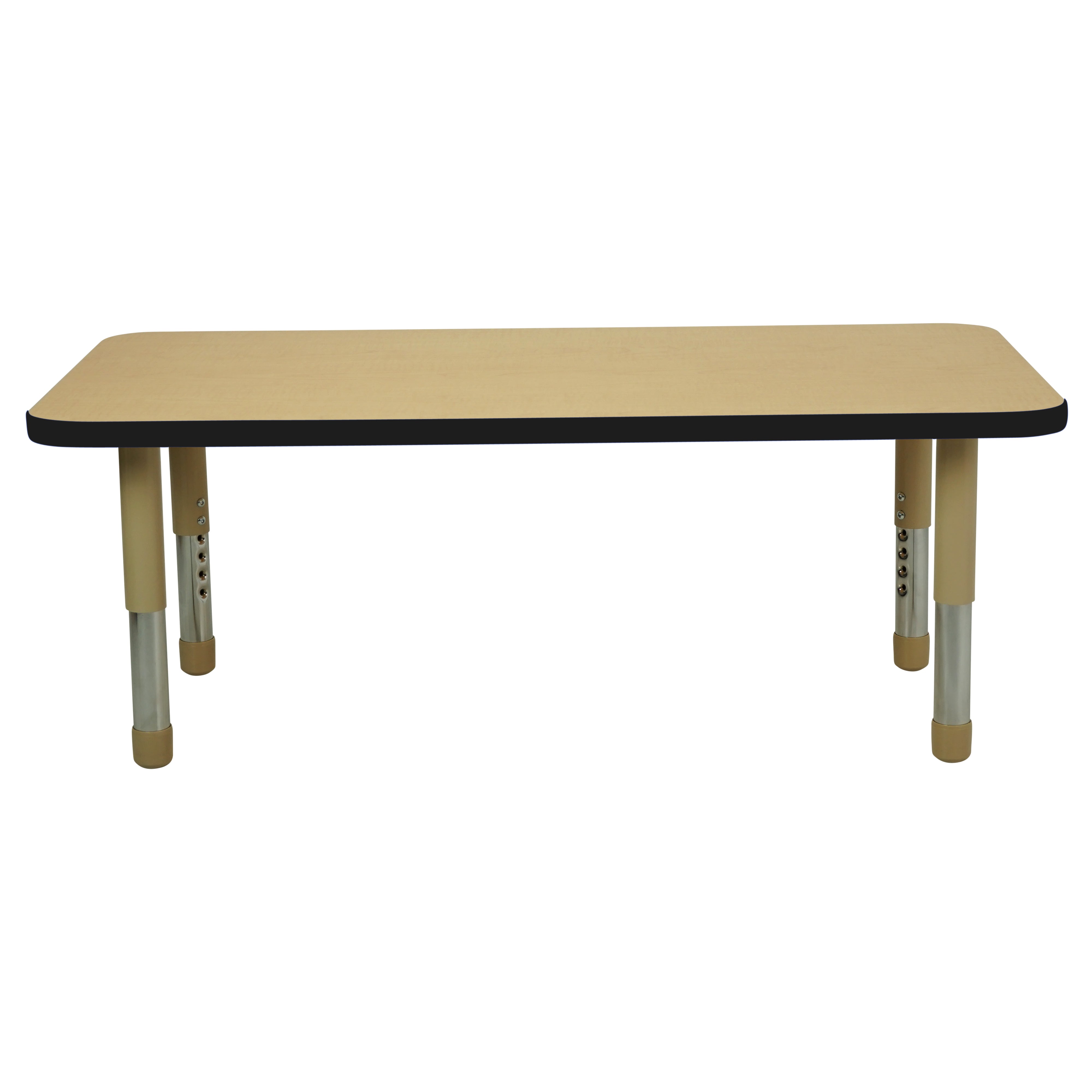 24" x 48" Rectangle T-Molding Activity Table with Adjustable Tiny Tot Legs - Maple/Black/Sand