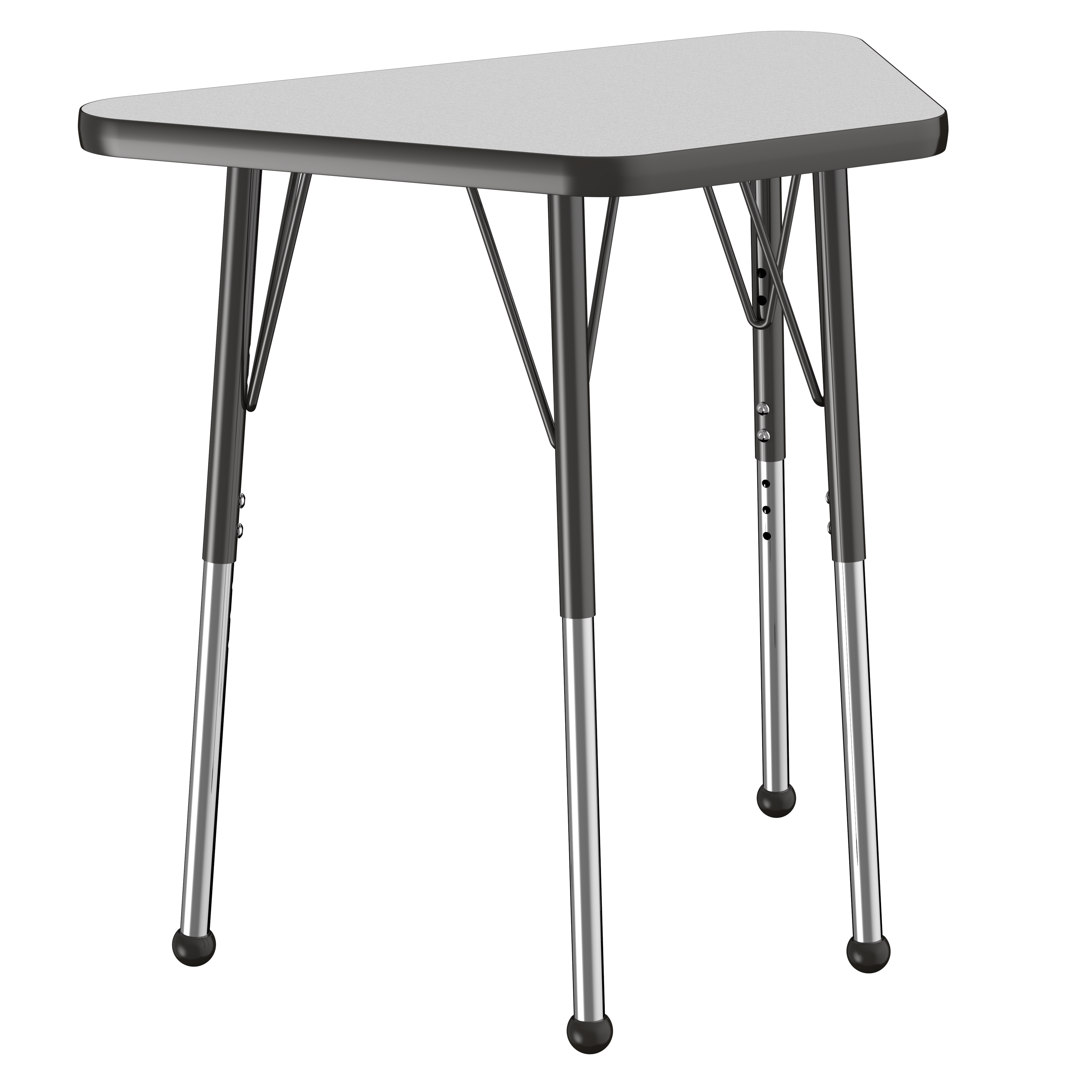 18" x 30" Trapezoid T-Molding Activity Table with Adjustable Standard Ball Glide Legs - Gray/Black