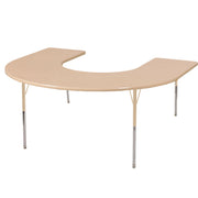 60" x 66" Horseshoe T-Molding Activity Table with Adjustable Standard Swivel Glide Legs - Maple/Sand