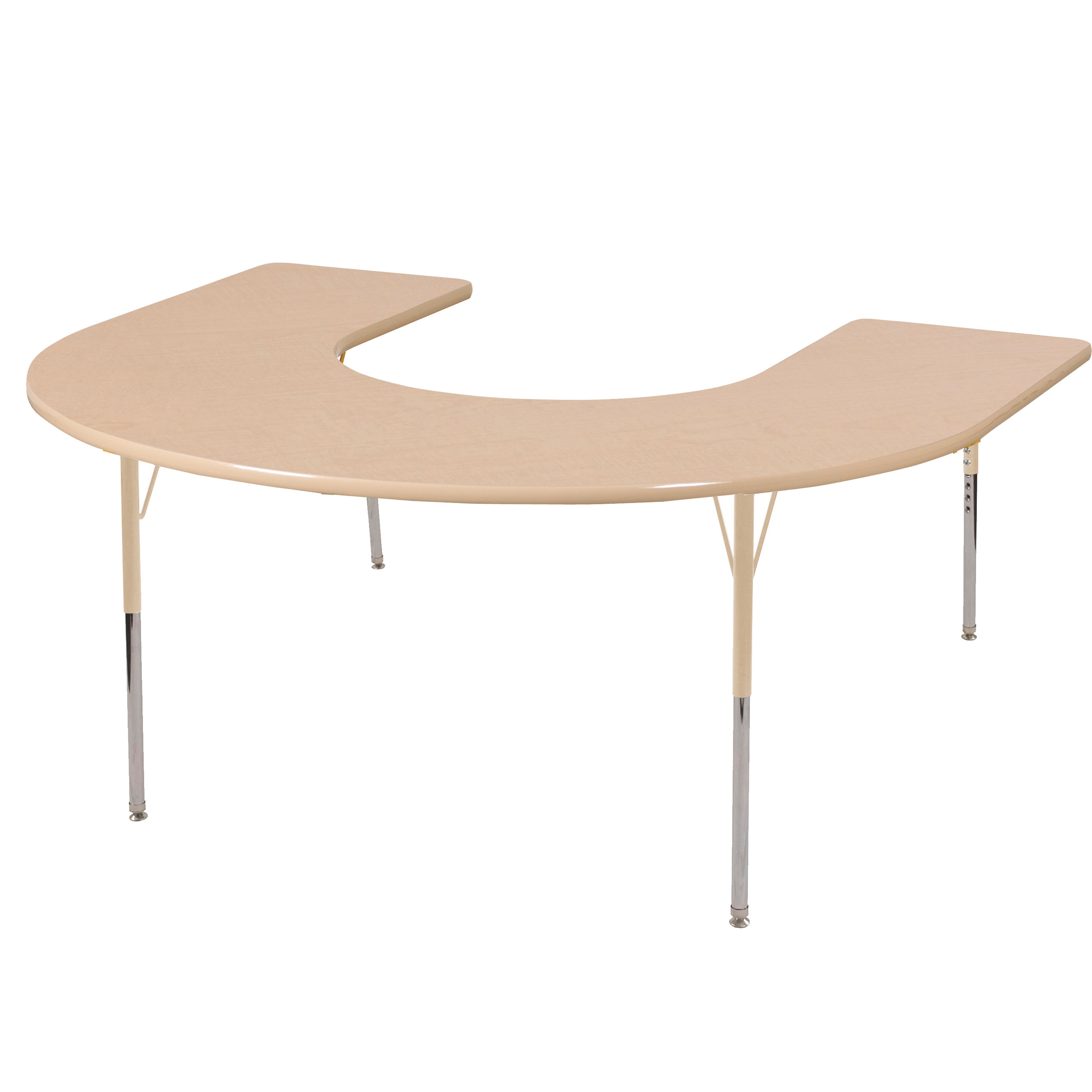 60" x 66" Horseshoe T-Molding Activity Table with Adjustable Standard Swivel Glide Legs - Maple/Sand