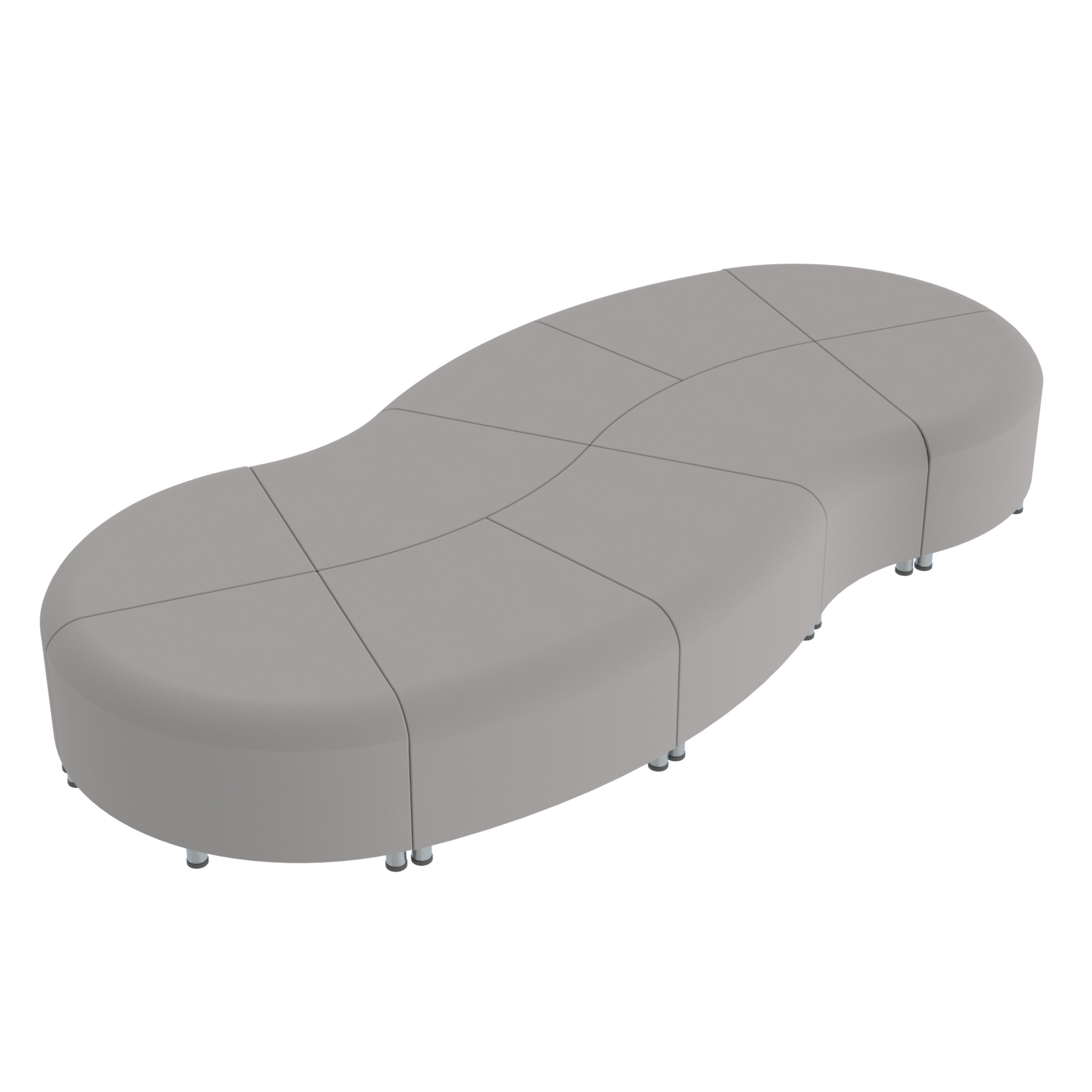 Pro Series Connect Curved Wave Backless Seating, 10-Piece Set - Gray