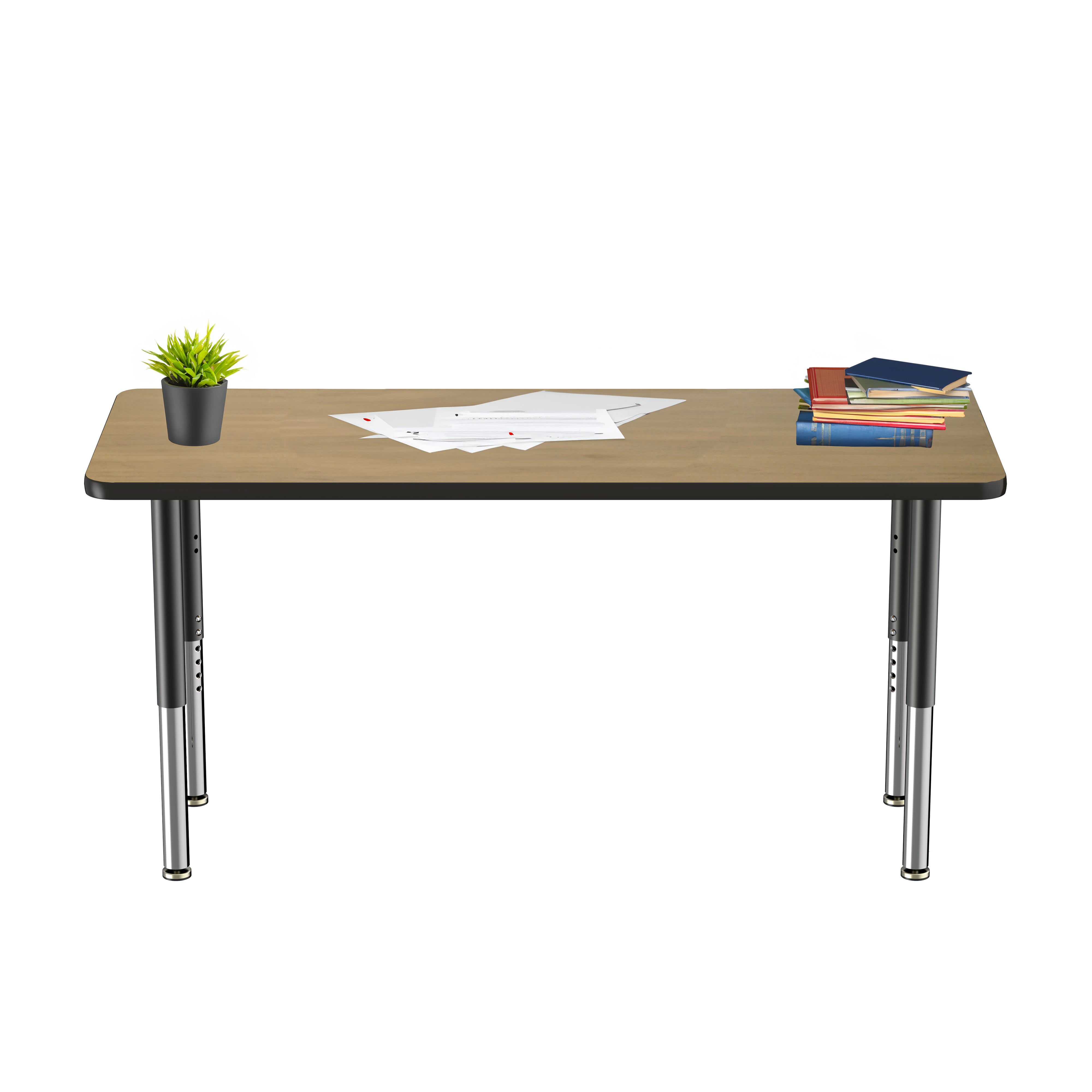 24" x 60" Rectangle T-Molding Activity Table with Adjustable Super Legs - Pasadena Oak/Black