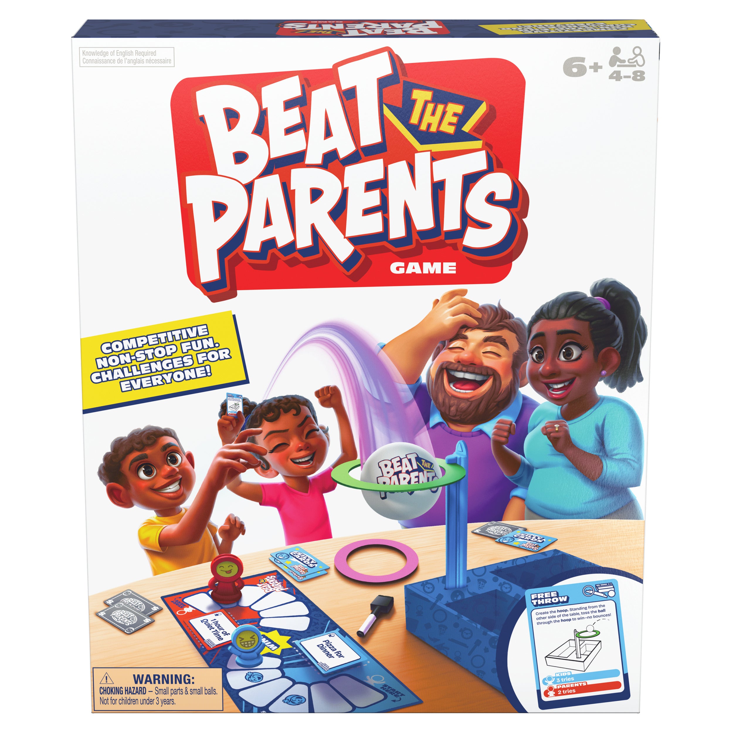 Spin Master Games, Beat the Parents, 2025 Edition with New Challenges & Cards, Friendly Competition Family Game, Fun Activity for Kids, Adults & Family Game Night, 4-8 Players, for Ages 6 & Up