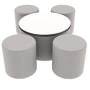 Pro Series Dry-Erase 30" Round Ottoman Table with Round 18" H Seating, 5-Piece Set - Gray/Whiteboard