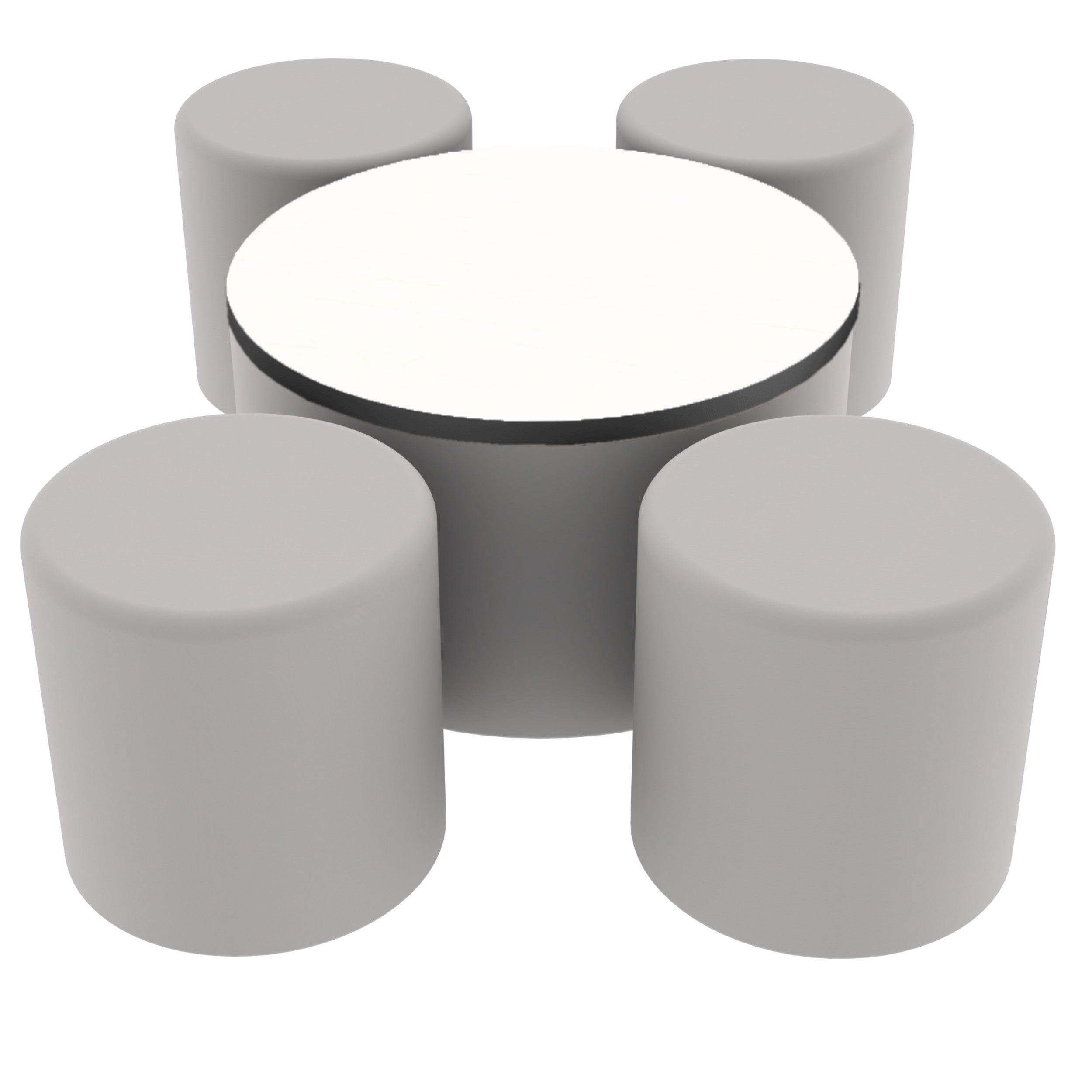 Pro Series Dry-Erase 30" Round Ottoman Table with Round 18" H Seating, 5-Piece Set - Gray/Whiteboard