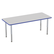 30" x 72" Rectangle Thermofused Activity Table with Adjustable Super Legs - Gray/Blue/Silver