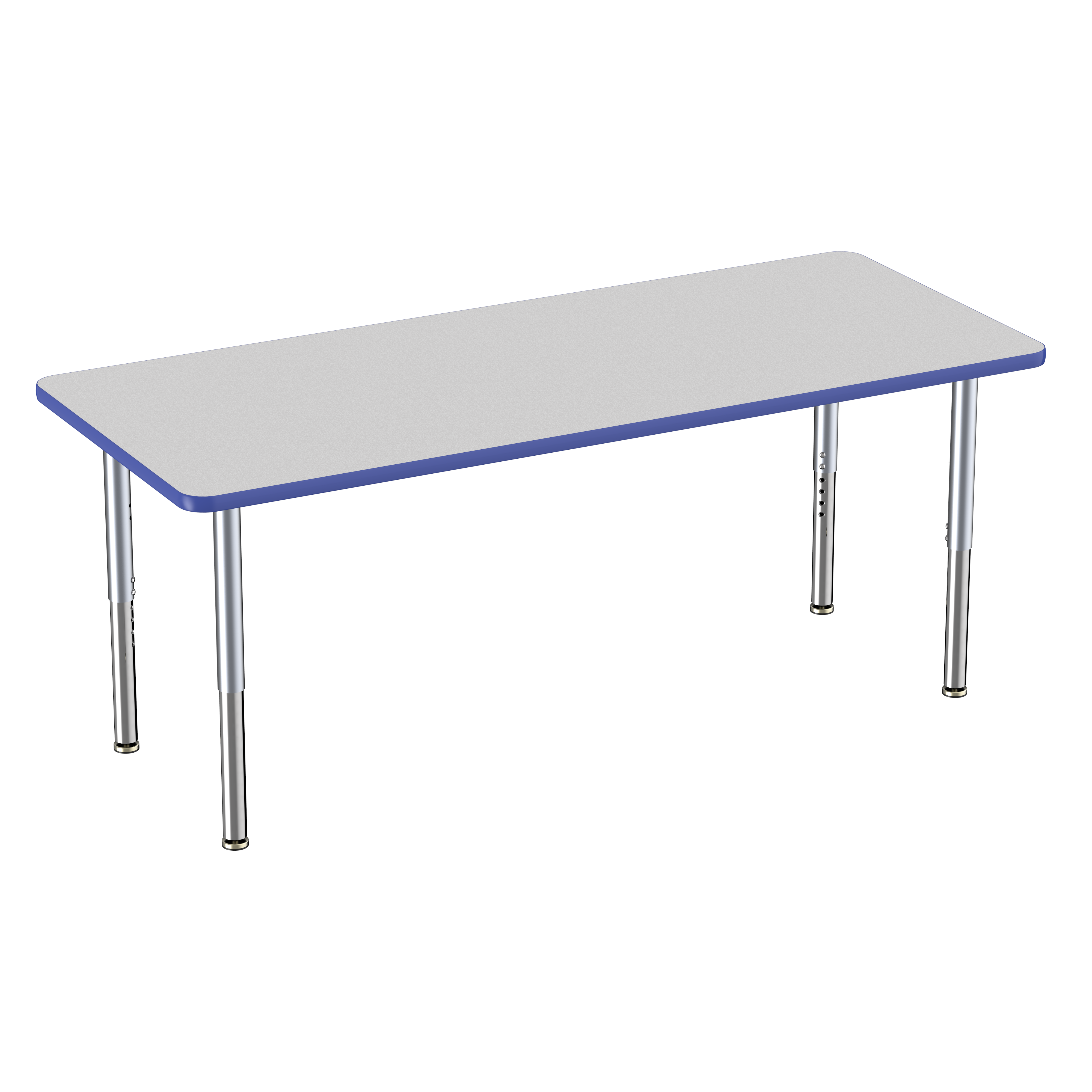 30" x 72" Rectangle Thermofused Activity Table with Adjustable Super Legs - Gray/Blue/Silver