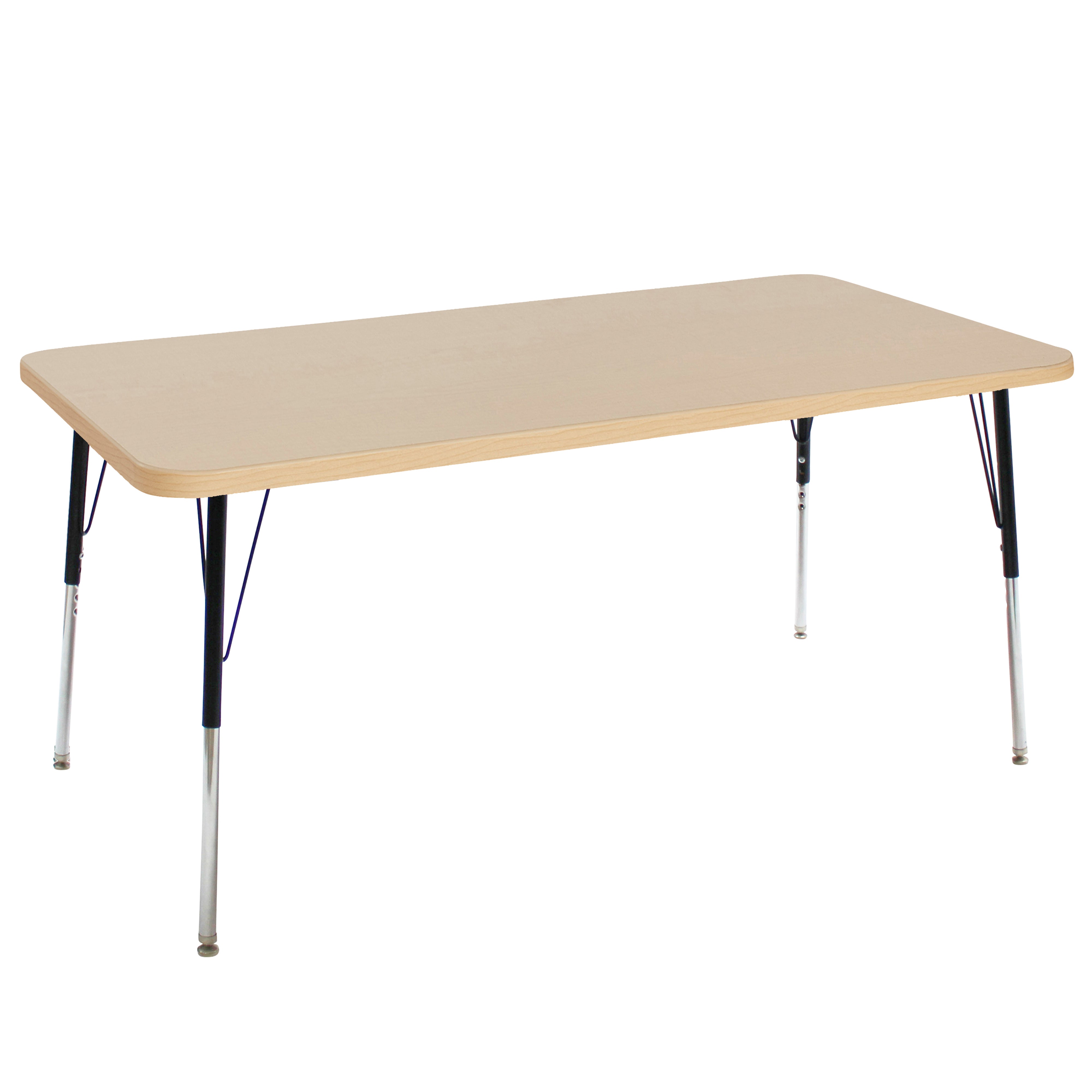 36" x 72" Rectangle La Madera Activity Table with Standard Legs - Maple Grain/Black