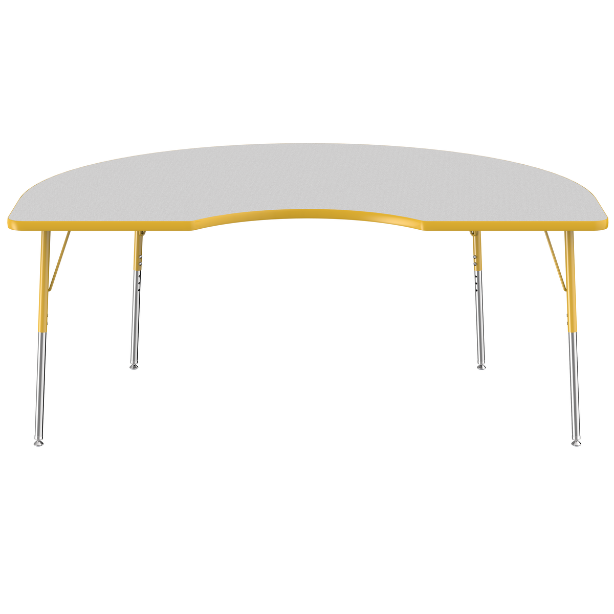 48" x 72" Kidney T-Molding Activity Table with Adjustable Standard Swivel Glide Legs - Gray/Yellow