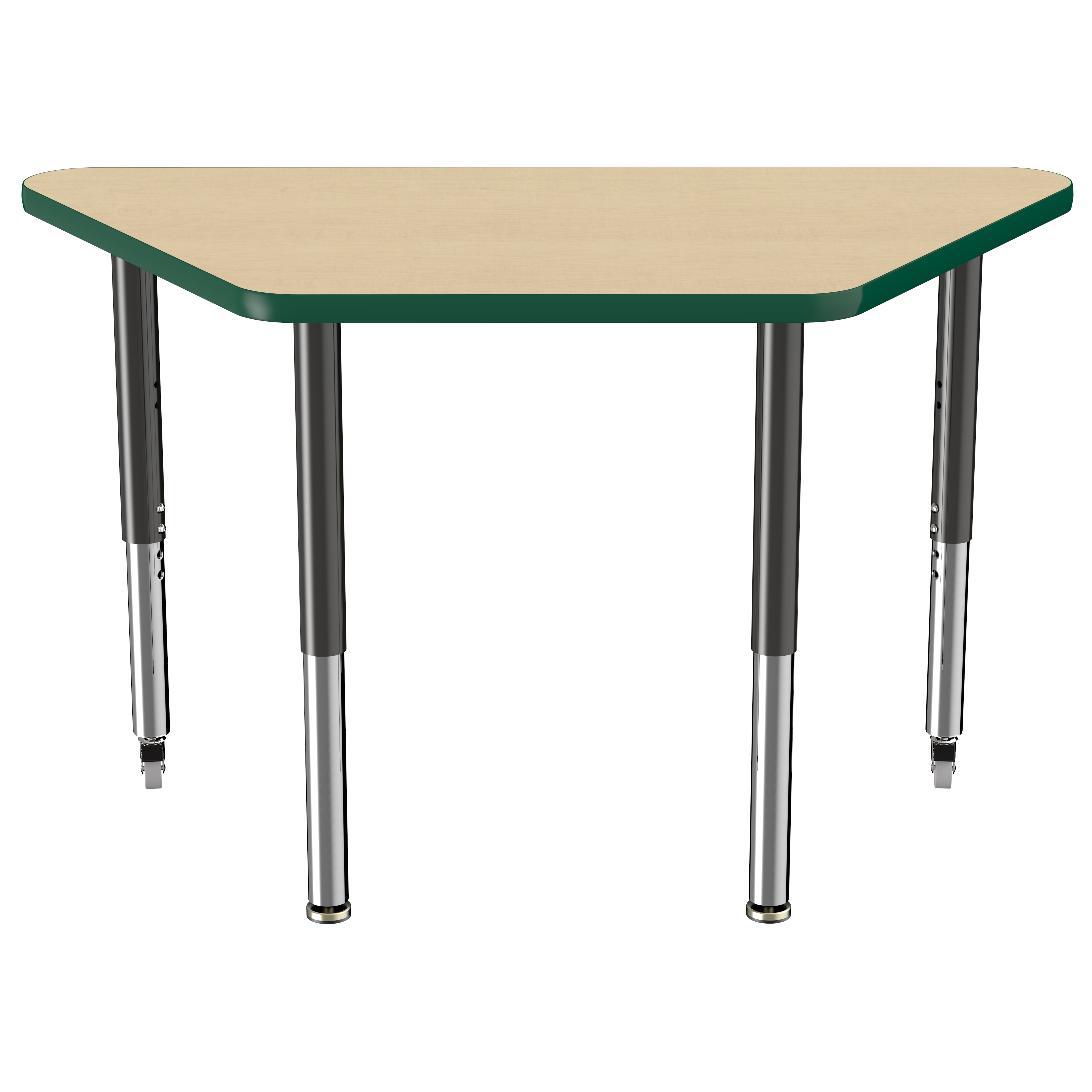24" x 48" Trapezoid T-Molding Activity Table with Adjustable Super Legs - Maple/Green/Black