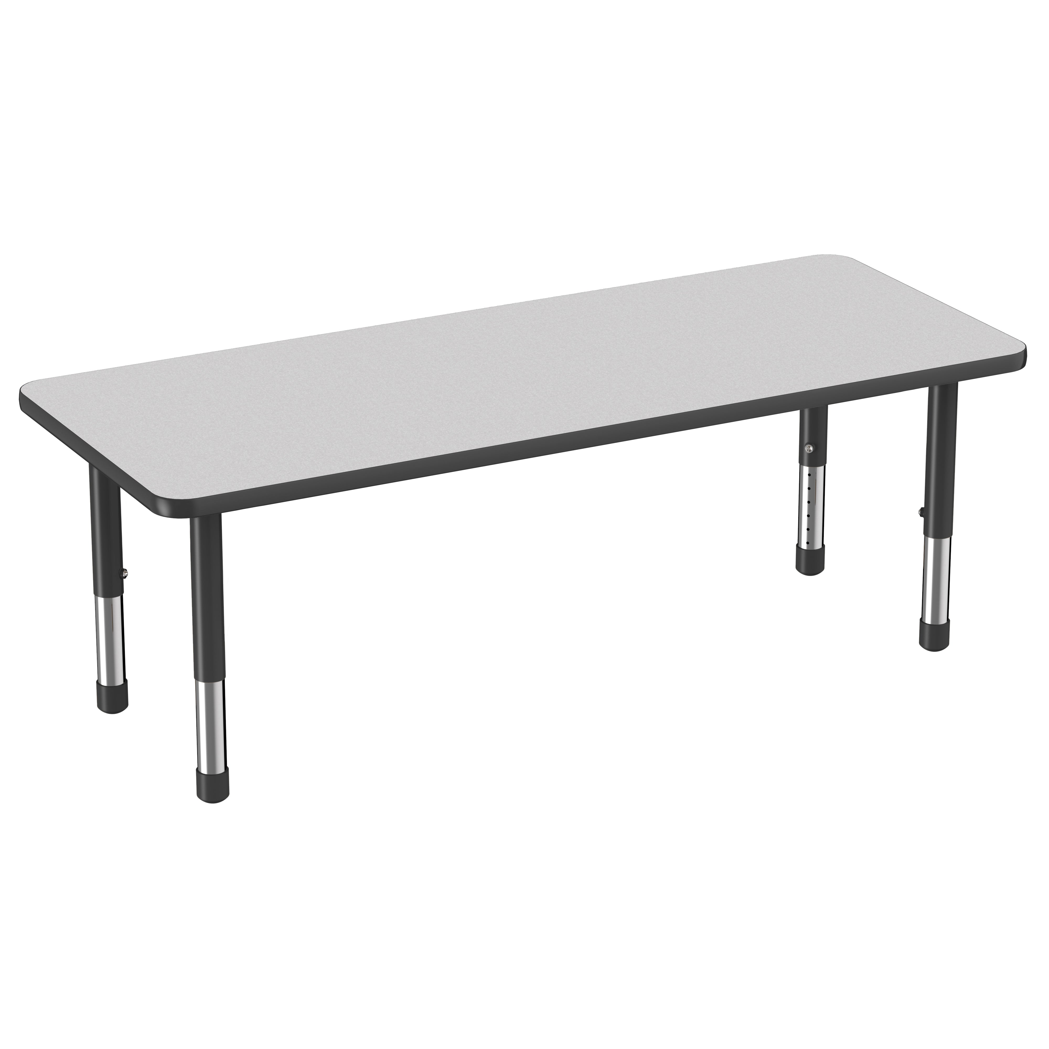 24" x 60" Rectangle Thermofused Activity Table with Adjustable Chunky Legs - Gray/Black