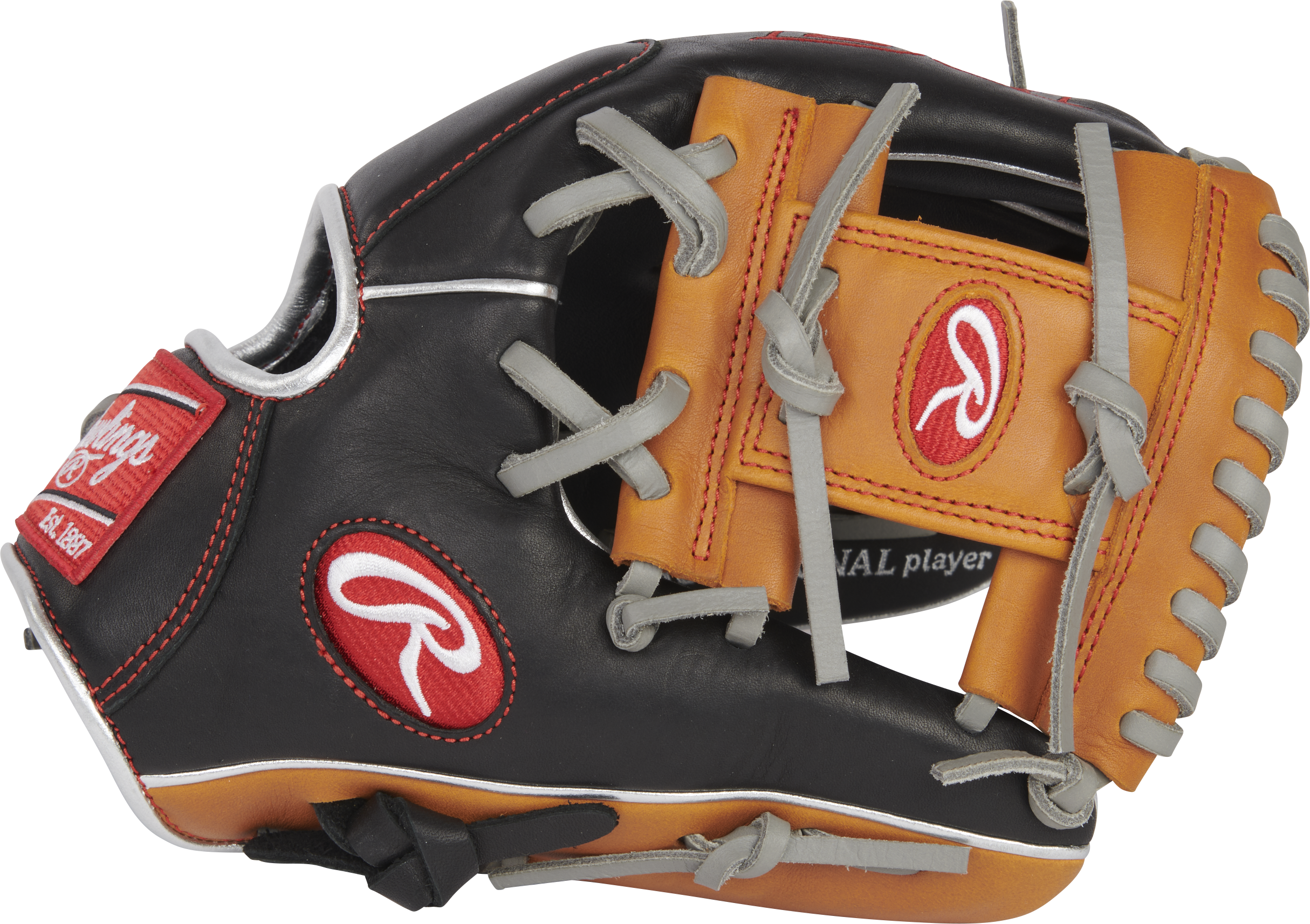 Rawlings R9 Baseball Contour Series 11.25-Inch Baseball Glove  - Right Hand Thrower - Black/Tan