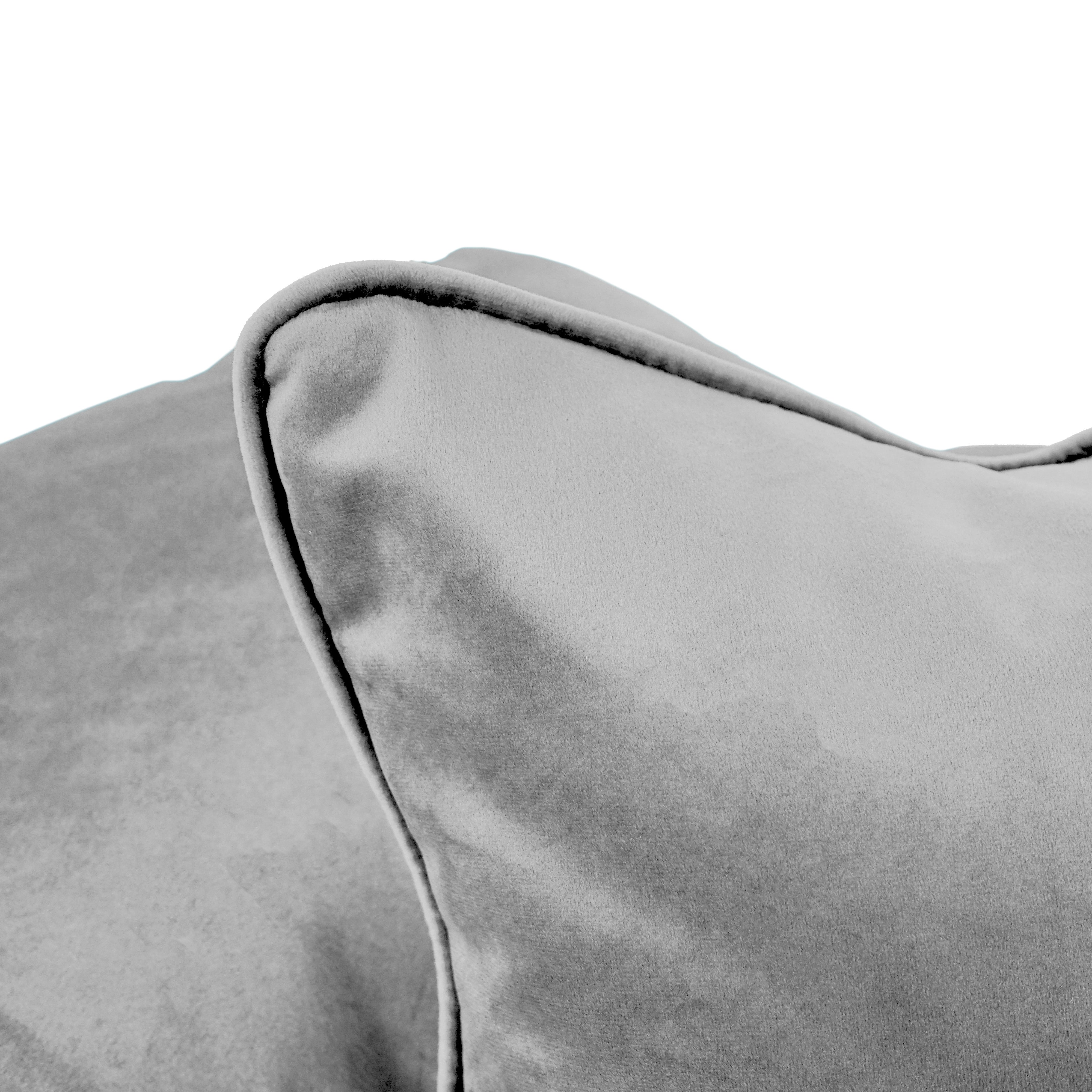 16" x 24" Rectangle Lumbar Microfiber Pillow with Piping, 2-Piece - Smoke