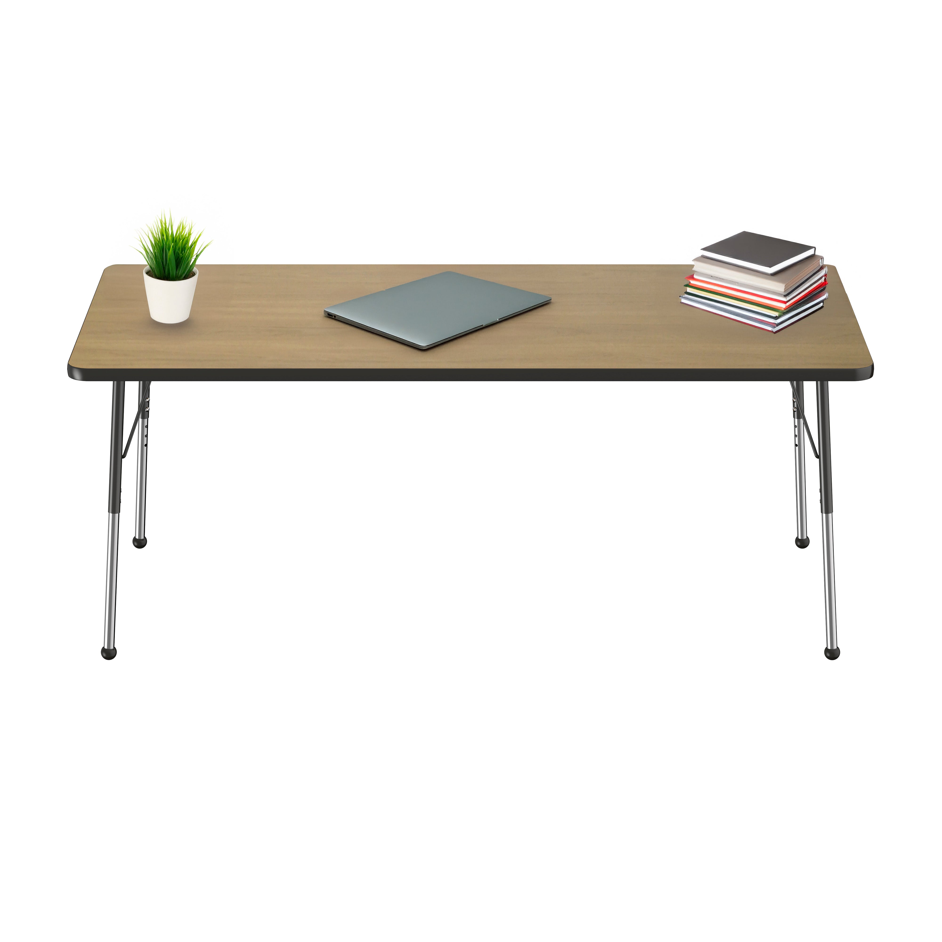 36" x 72" Rectangle T-Molding Activity Table with Adjustable Standard Ball Glide Legs - Pasadena Oak/Black