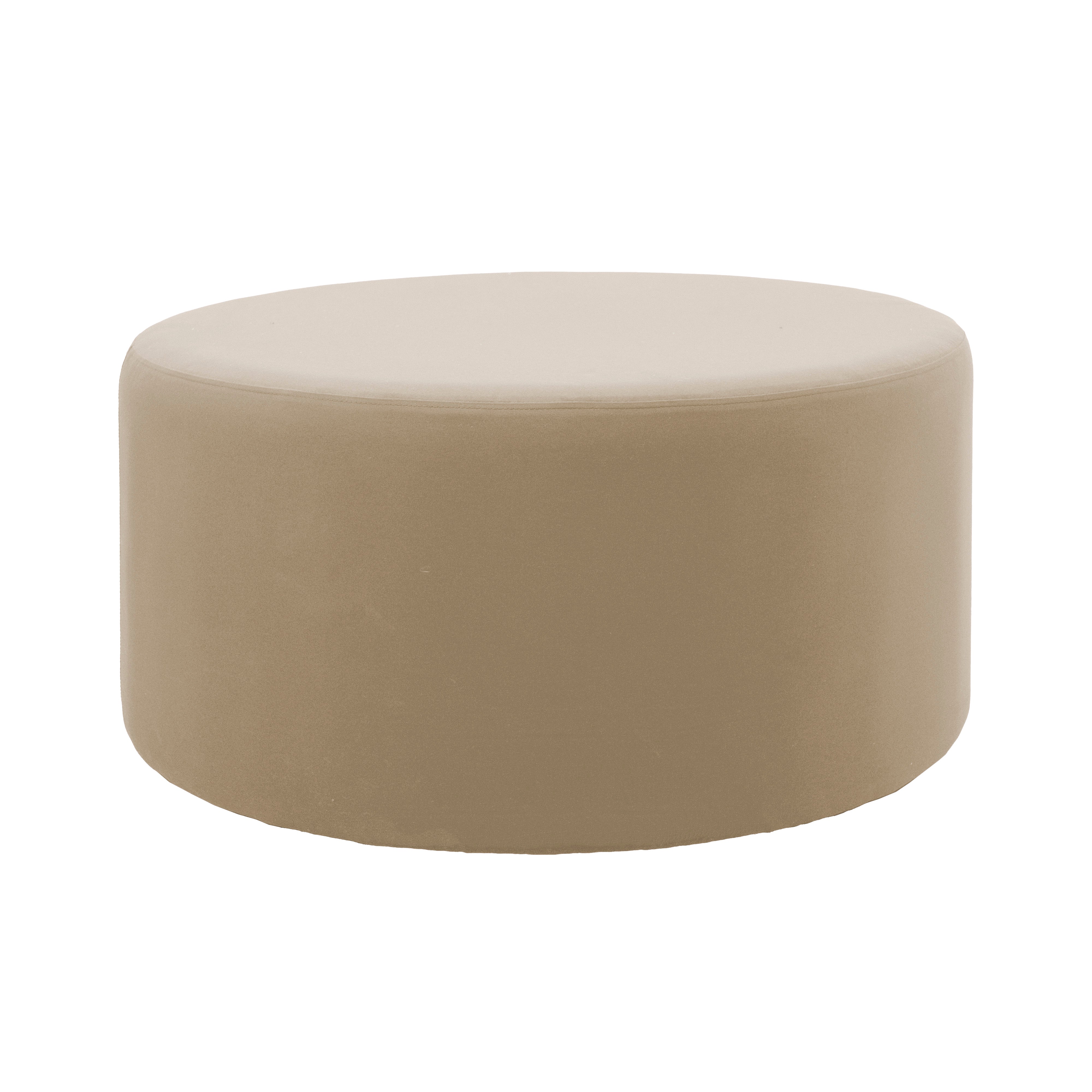 Outdoor 36" Round Ottoman with Sunbrella®, 18" H - Spectrum Sand