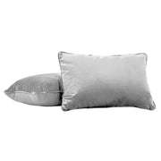 16" x 24" Rectangle Lumbar Microfiber and Faux Leather Pillow with Piping, 2-Piece - Sterling