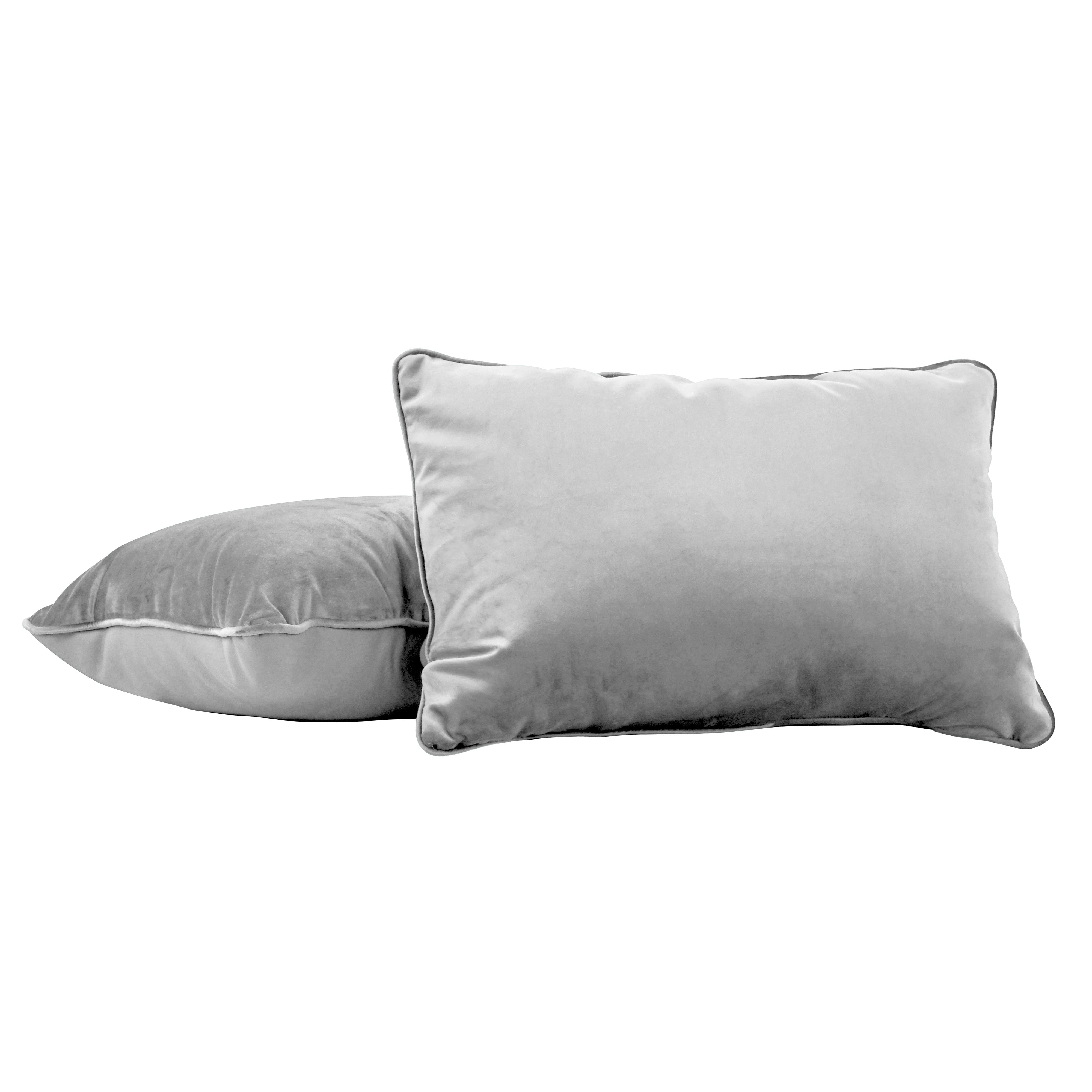 16" x 24" Rectangle Lumbar Microfiber and Faux Leather Pillow with Piping, 2-Piece - Sterling