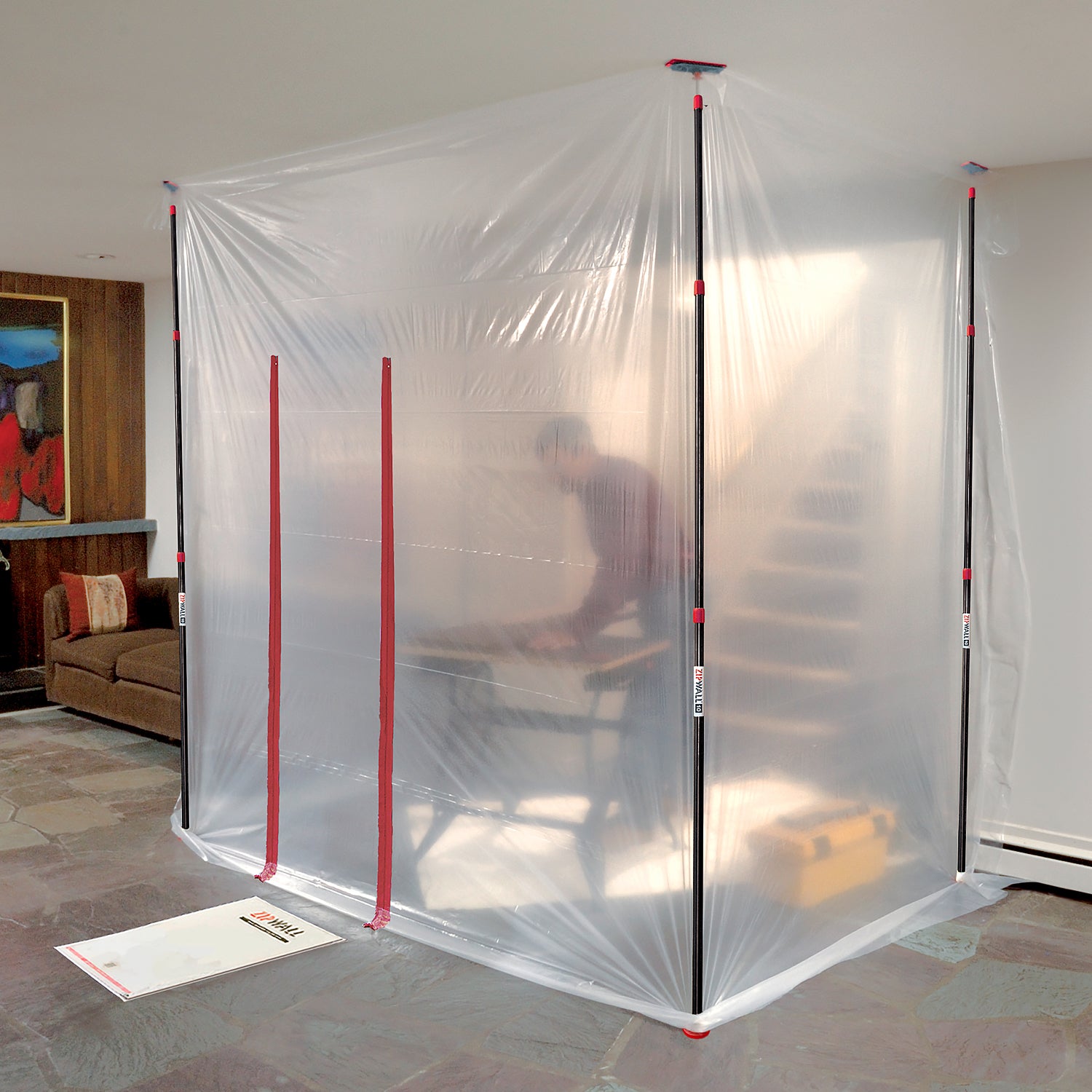 ZipWall® 10' Stainless Steel Sprint-loaded Poles w/ Standard Zippers and Carry Bag (4-pack)